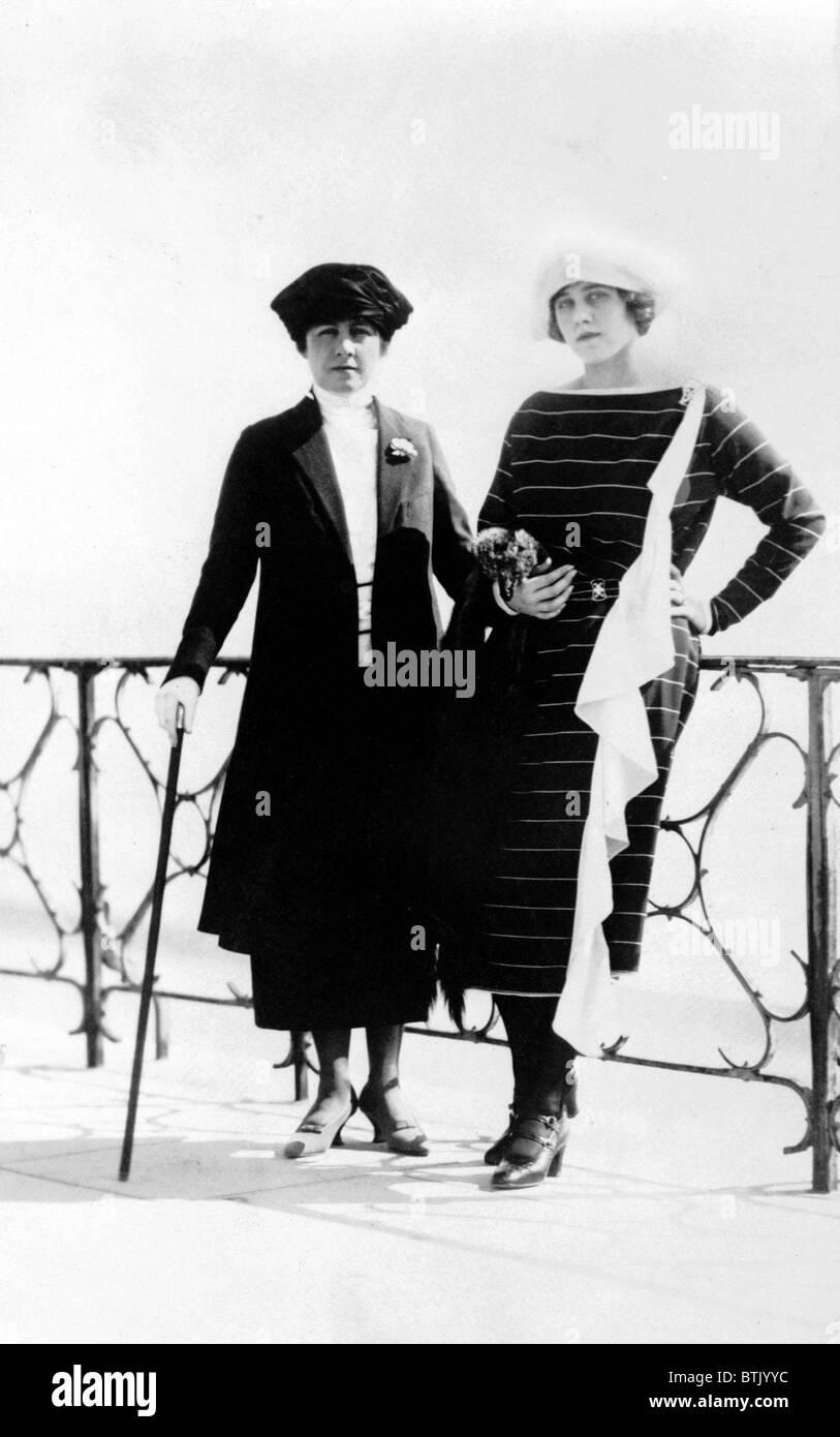 Clare Boothe Luce (1903-1987) and her mother on the French Riviera in 1921. Stock Photo