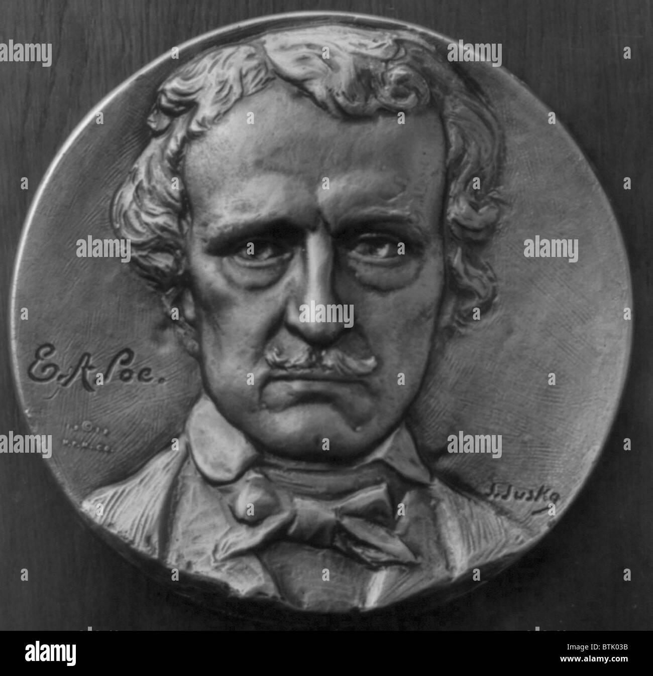 Edgar Allan Poe, (18091849), American writer, medallion of bust
