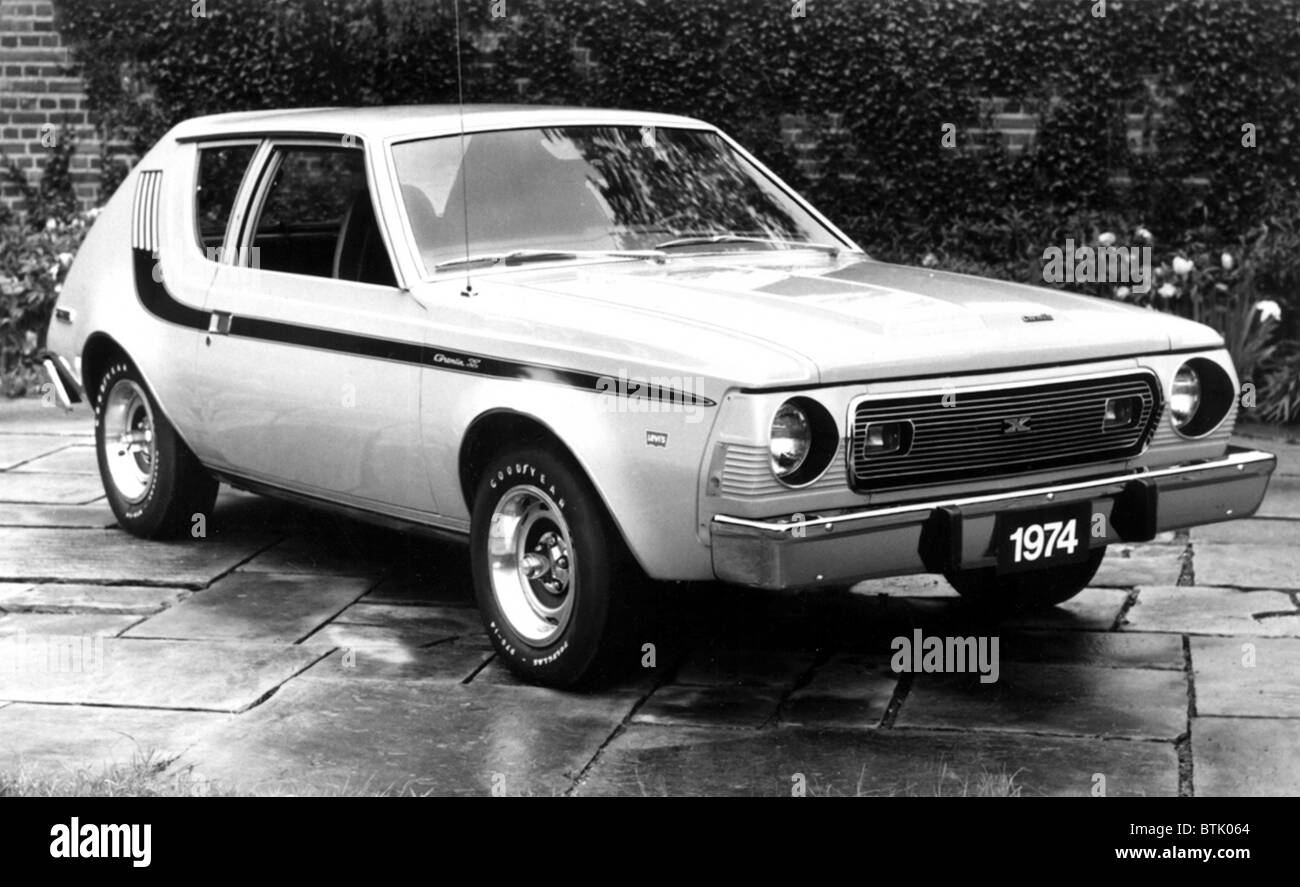American Motors' The Gremlin, the first US built two-door subcompact car, with a hatchback & rear lift-gate, 1974 model. Photo: Stock Photo