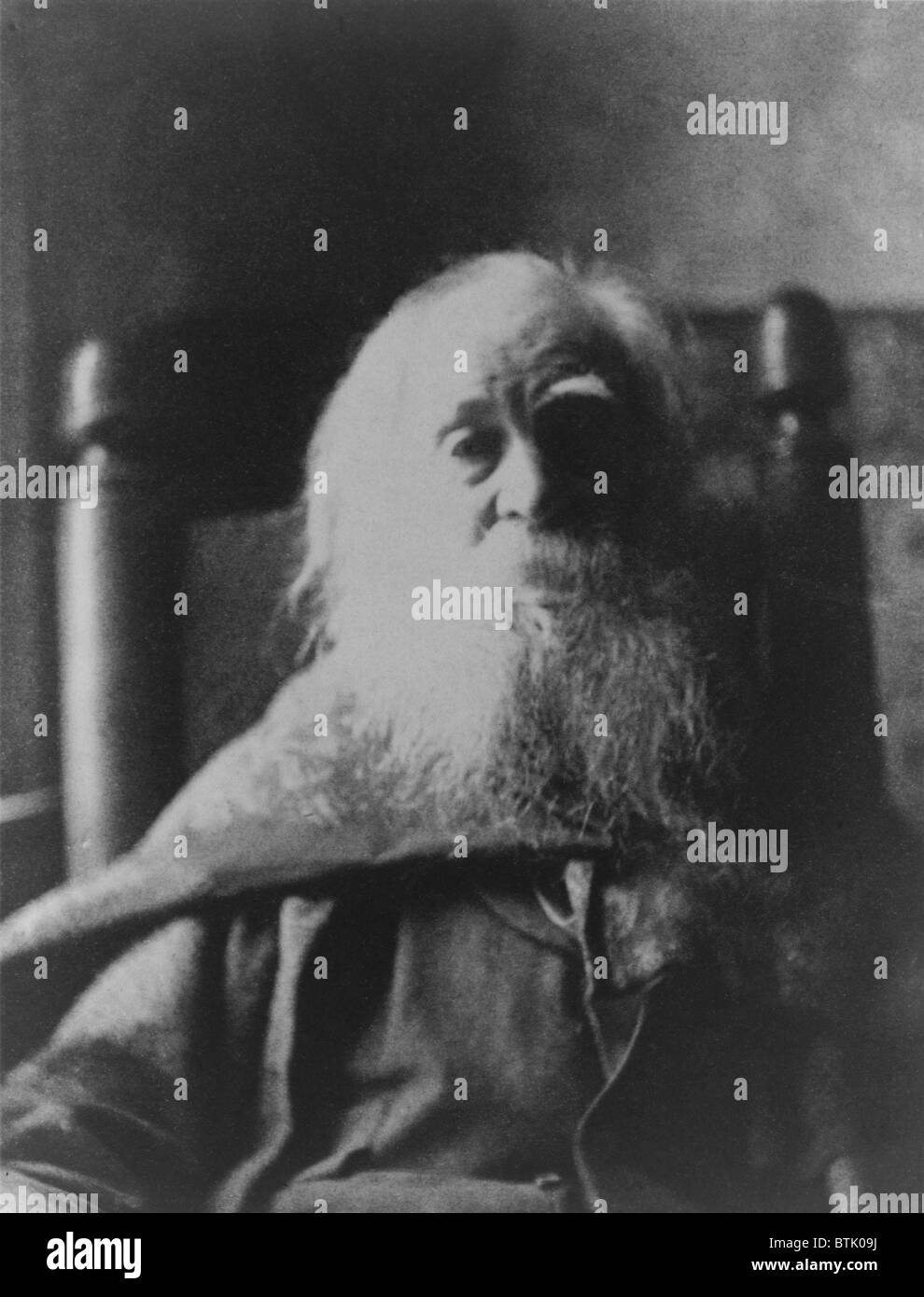 Walt Whitman (1819-1892) American poet, in 1991, the last year of his life. Photo by American painter, Thomas Eakins. Stock Photo