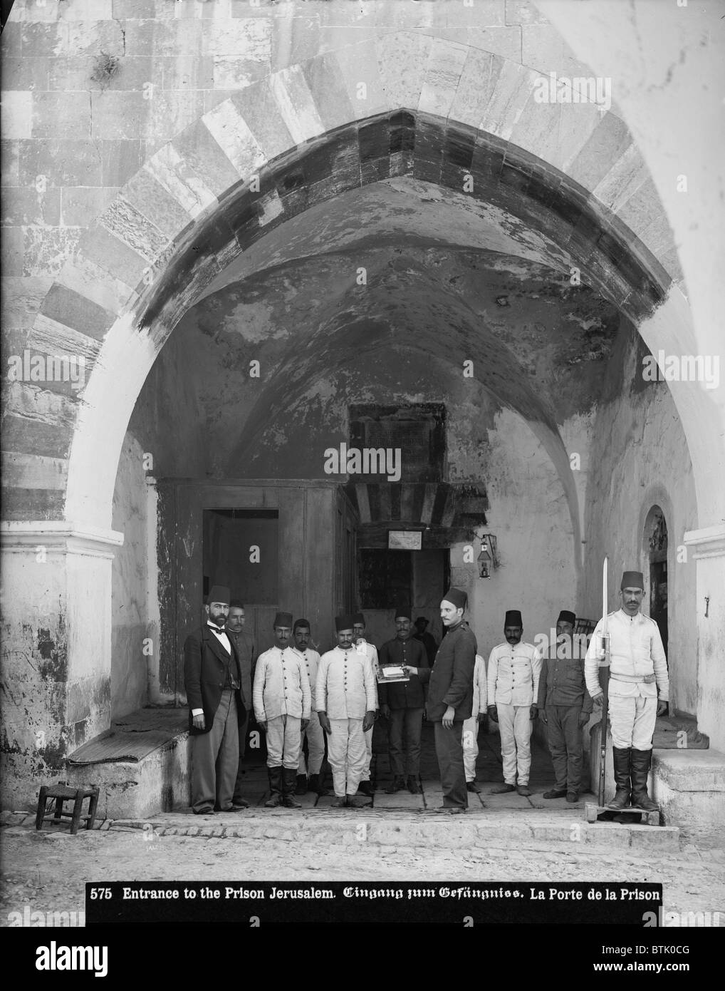 Jerusalem, American Colony, entrance to prison, photograph by Dorothea Lange, 1898-1914. Stock Photo