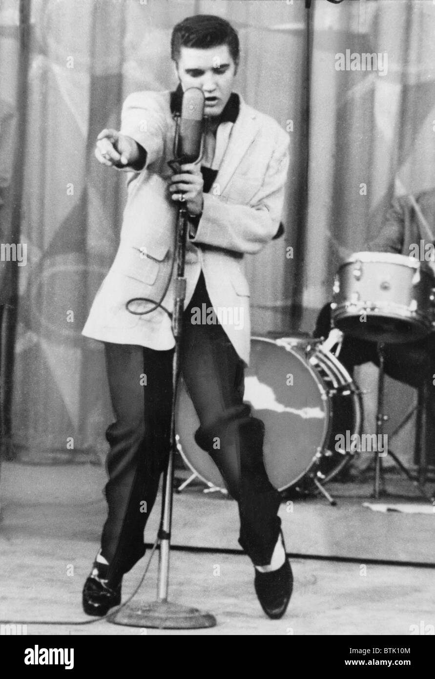Elvis Presley (1935-1977), performs on THE MILTON BERLE SHOW, April 03, 1956. Stock Photo