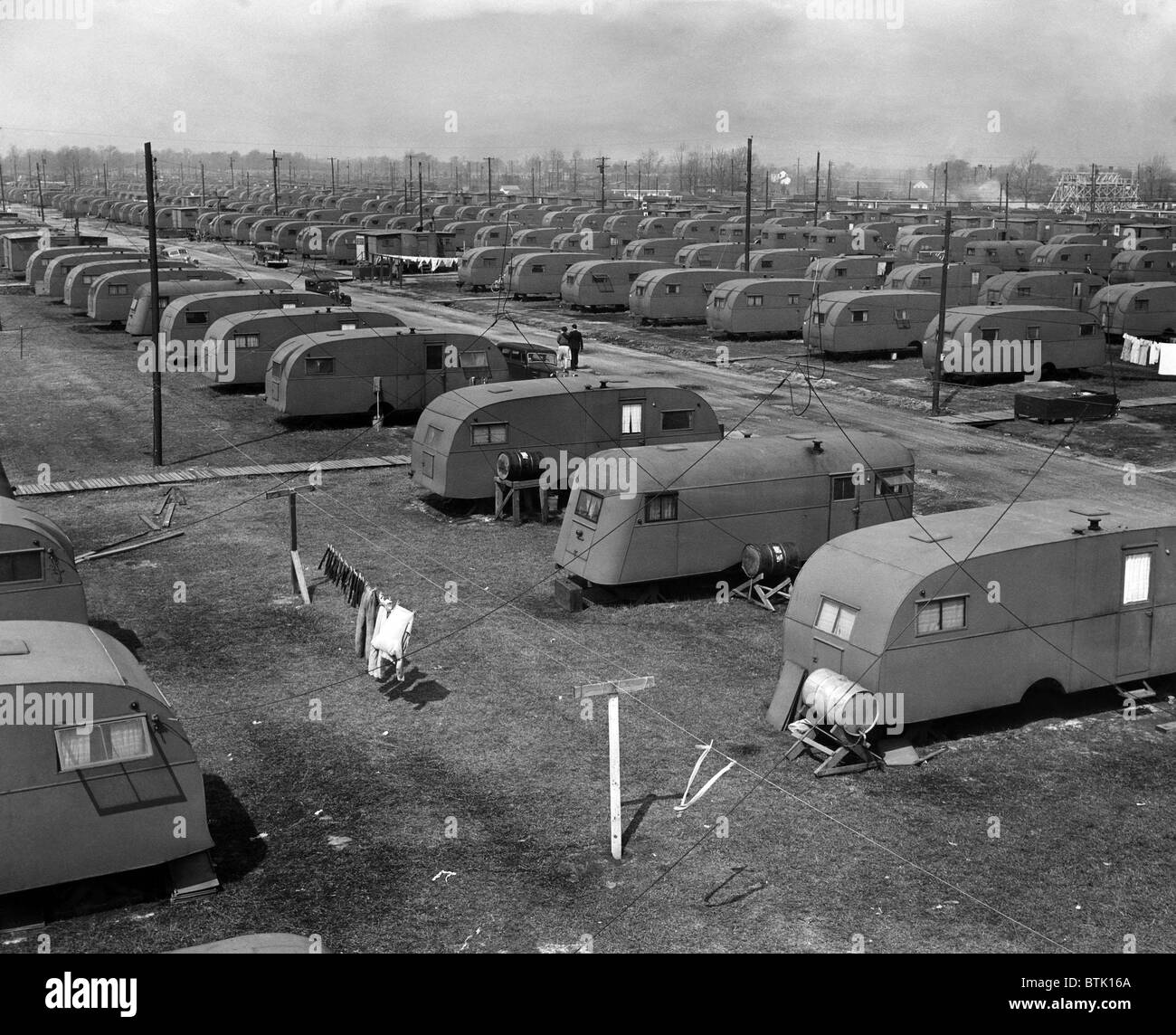 The world's largest mobile city, containing over 3,000 mobile homes, Portsmouth, Virginia, circa 1943. CSU Archives/Courtesy Eve Stock Photo