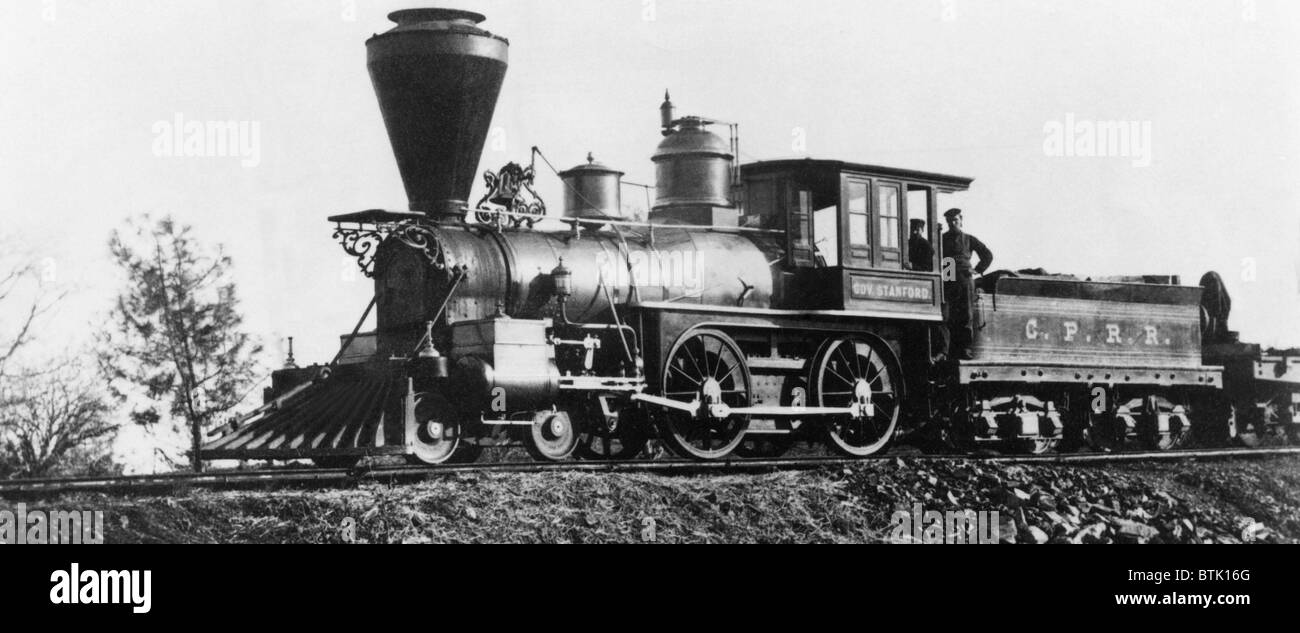 The Governor Stanford, the first locomotive on the Central Pacific, 1863. CSU Archives/Courtesy Everett Collection Stock Photo