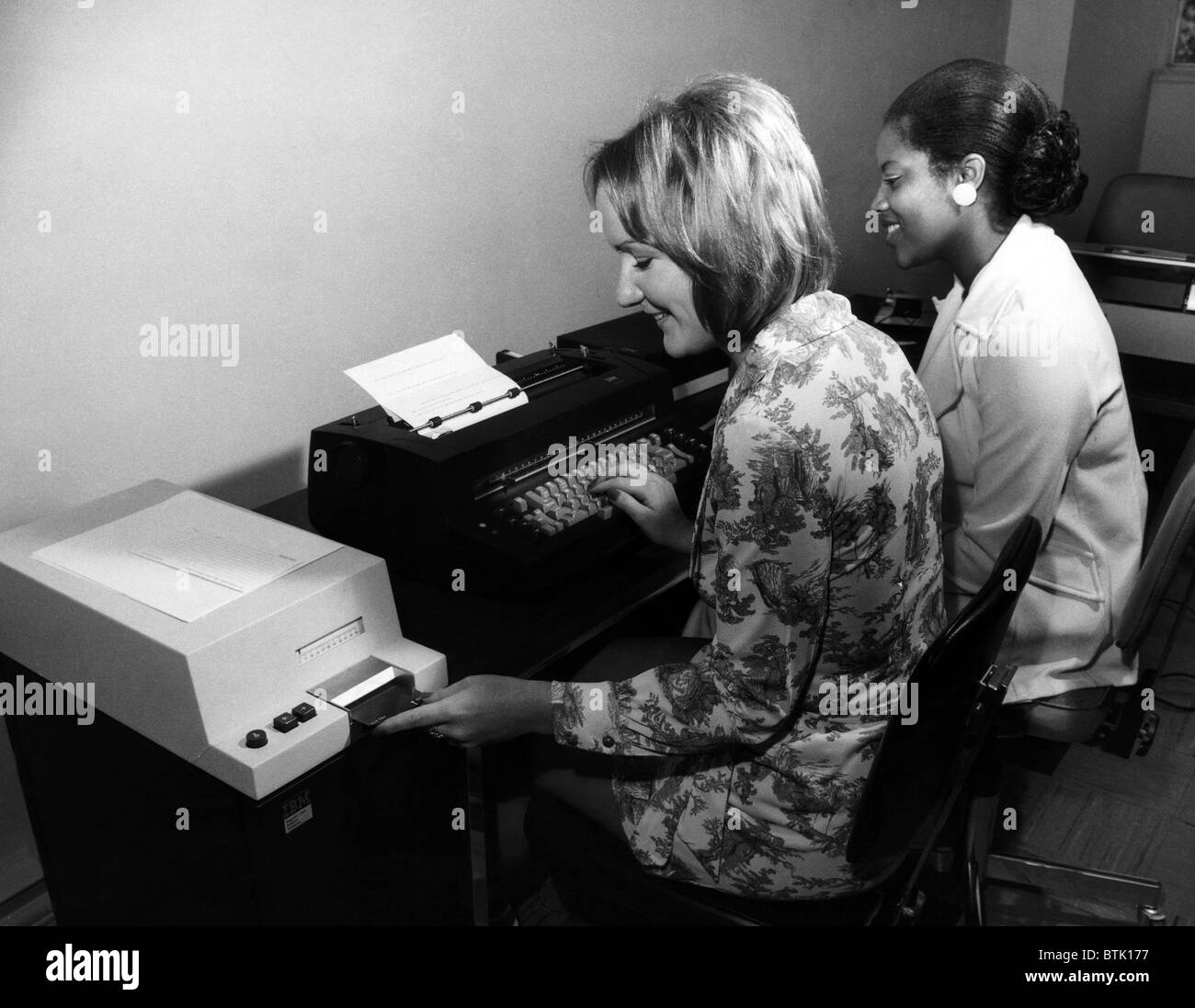 An American typewriter, known as the Magnetic Card Selectric Typewriter, circa 1970s. CSU Archives/Courtesy Everett Collection Stock Photo