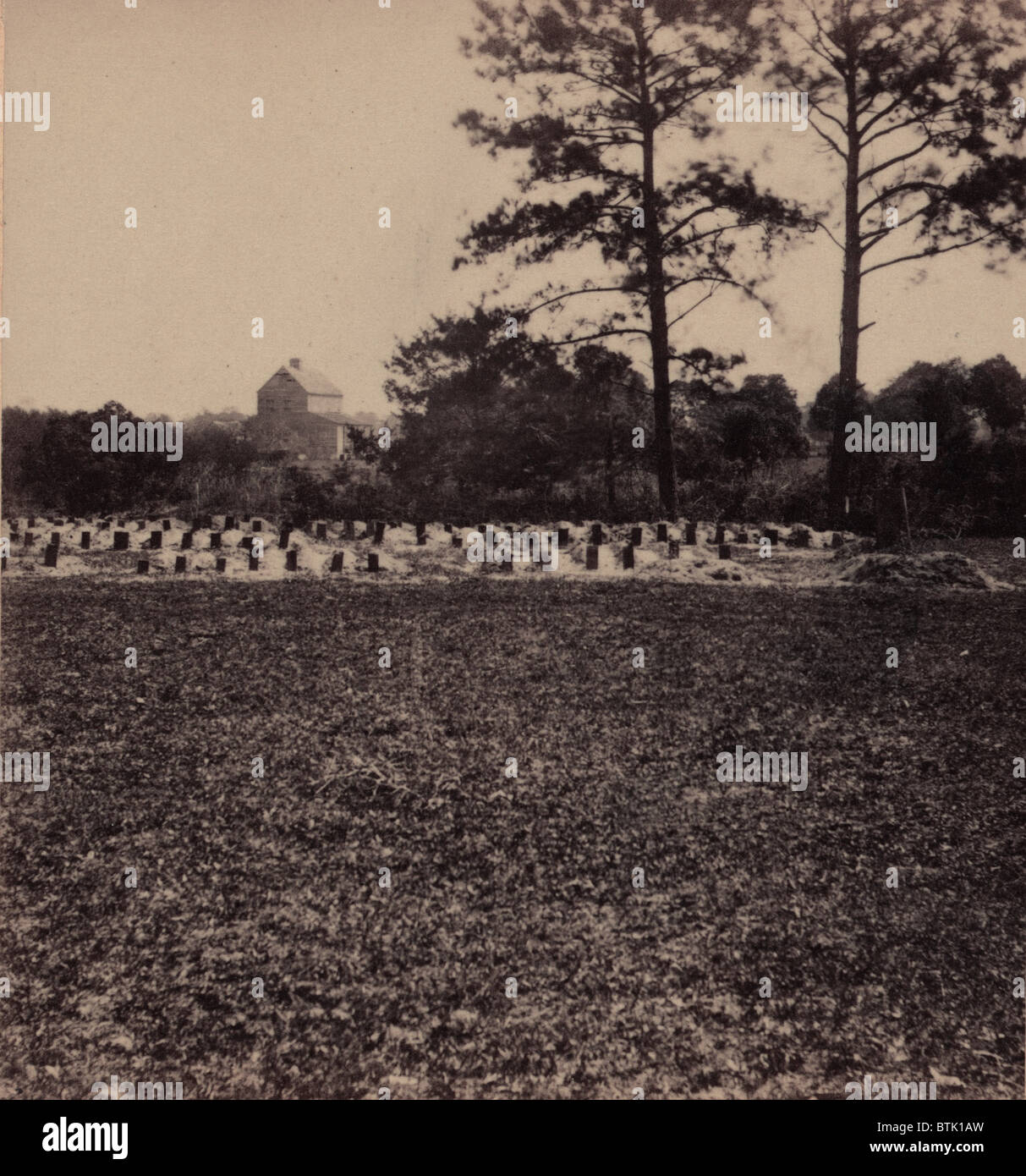 The Civil War, Union prisoners burying ground, Charleston, South Carolina, photograph by George N. Barnard, 1865. Stock Photo