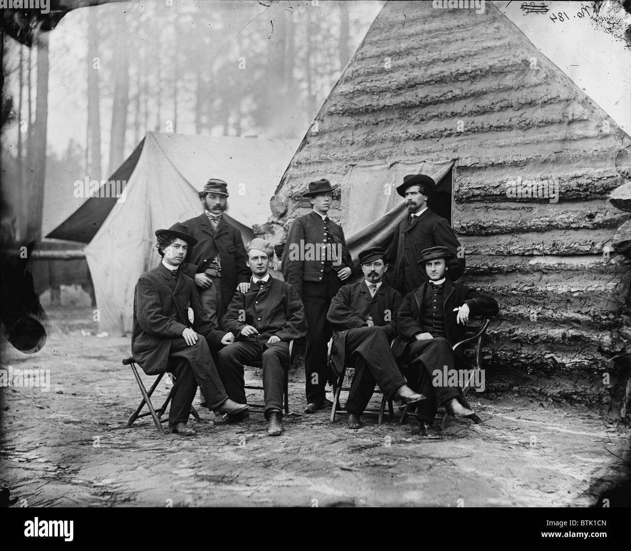 The Civil War, clerks at Army of the Potomac headquarters, Brandy Station, Virginia, photograph, February, 1864. Stock Photo