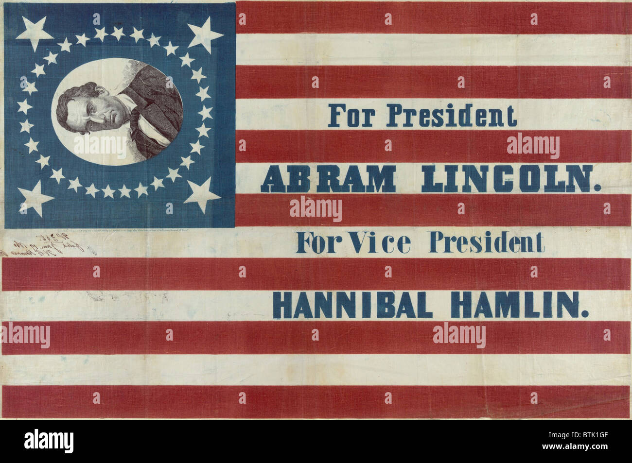 Campaign banner for the 1860 Republican presidential candidate Abraham