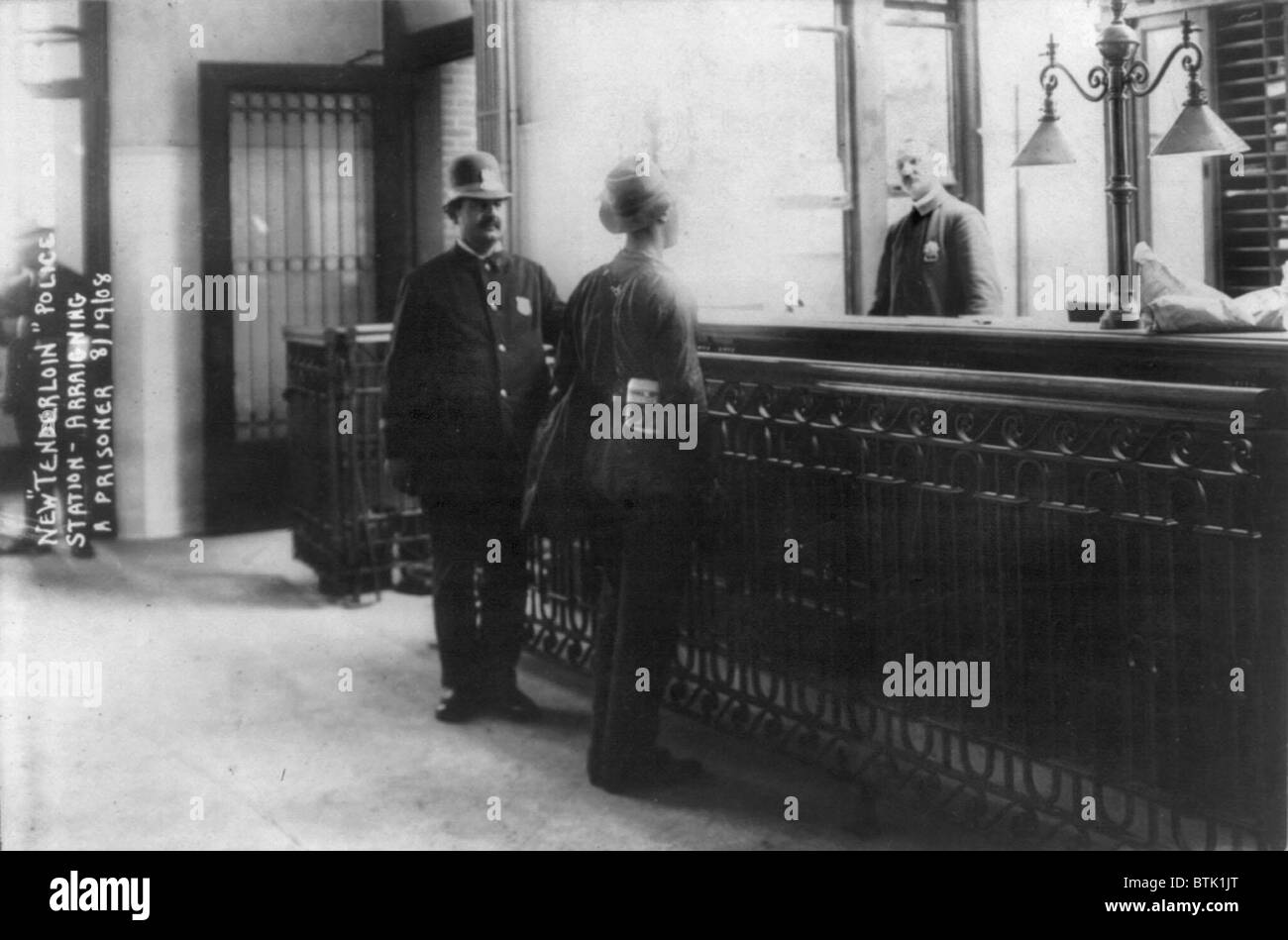 New York City, police department activities, arraigning prisoner at