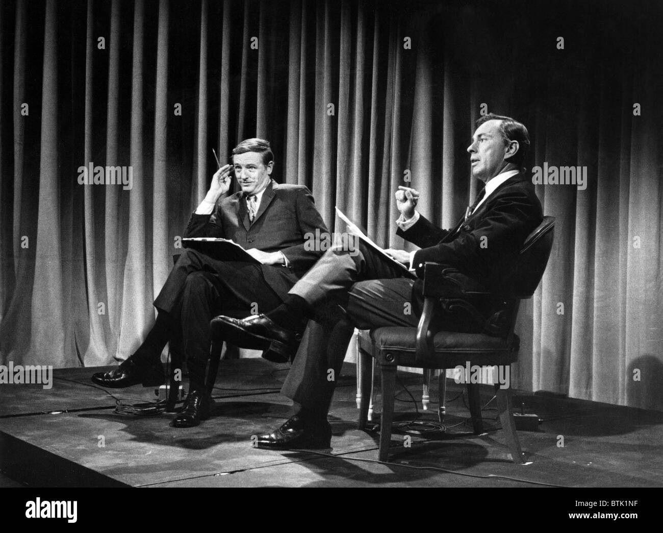 ELECTION NIGHT, guest commentators William F. Buckley and Gore Vidal, October 15, 1968. Stock Photo