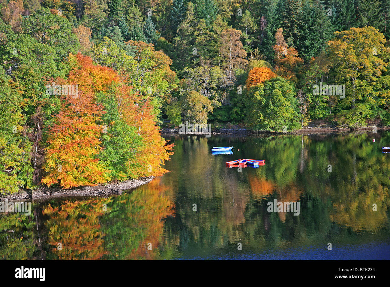 UK Scotland Tayside Perthshire Loch Faskally at Pitlochry autumn Stock Photo