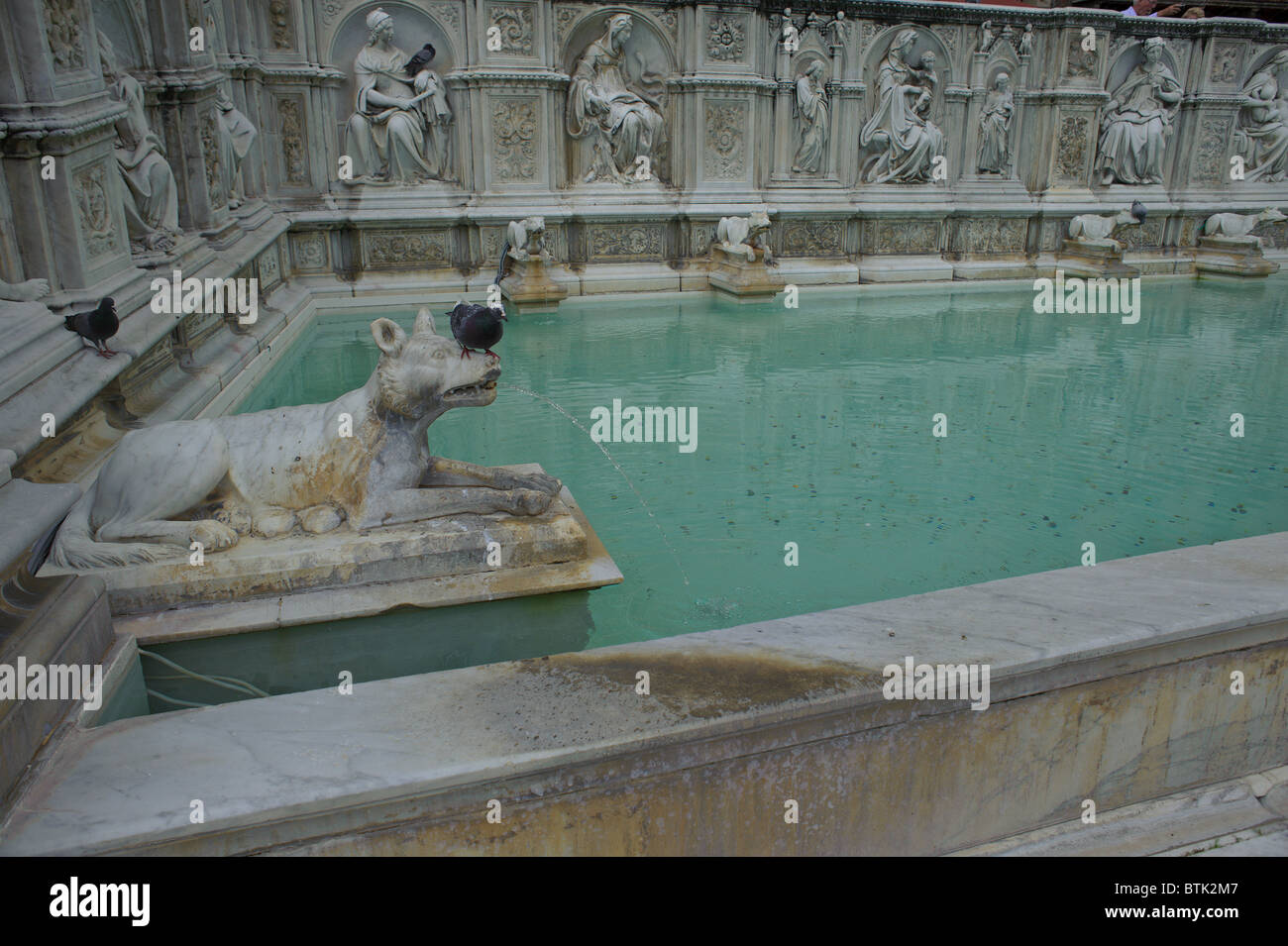 italy tuscany siena wit the FontanaPiazzaCampo or Fonte Gaia Stock Photo