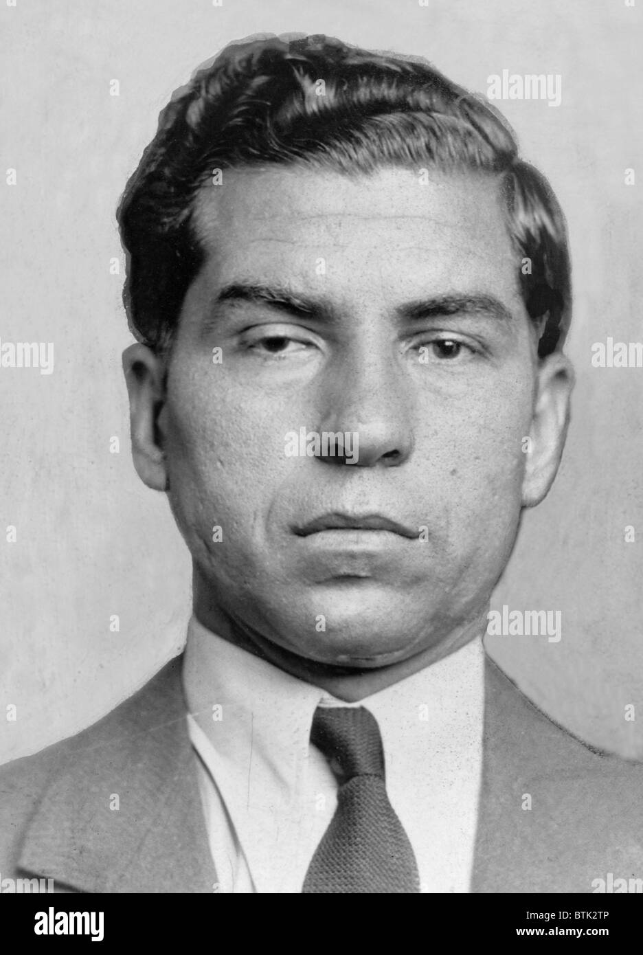 Lucky Luciano (1896-1962) was imprisoned from 1935 to 1946, when his sentence was commuted for his World War II efforts to end sabotage in the port of NYC. Stock Photo