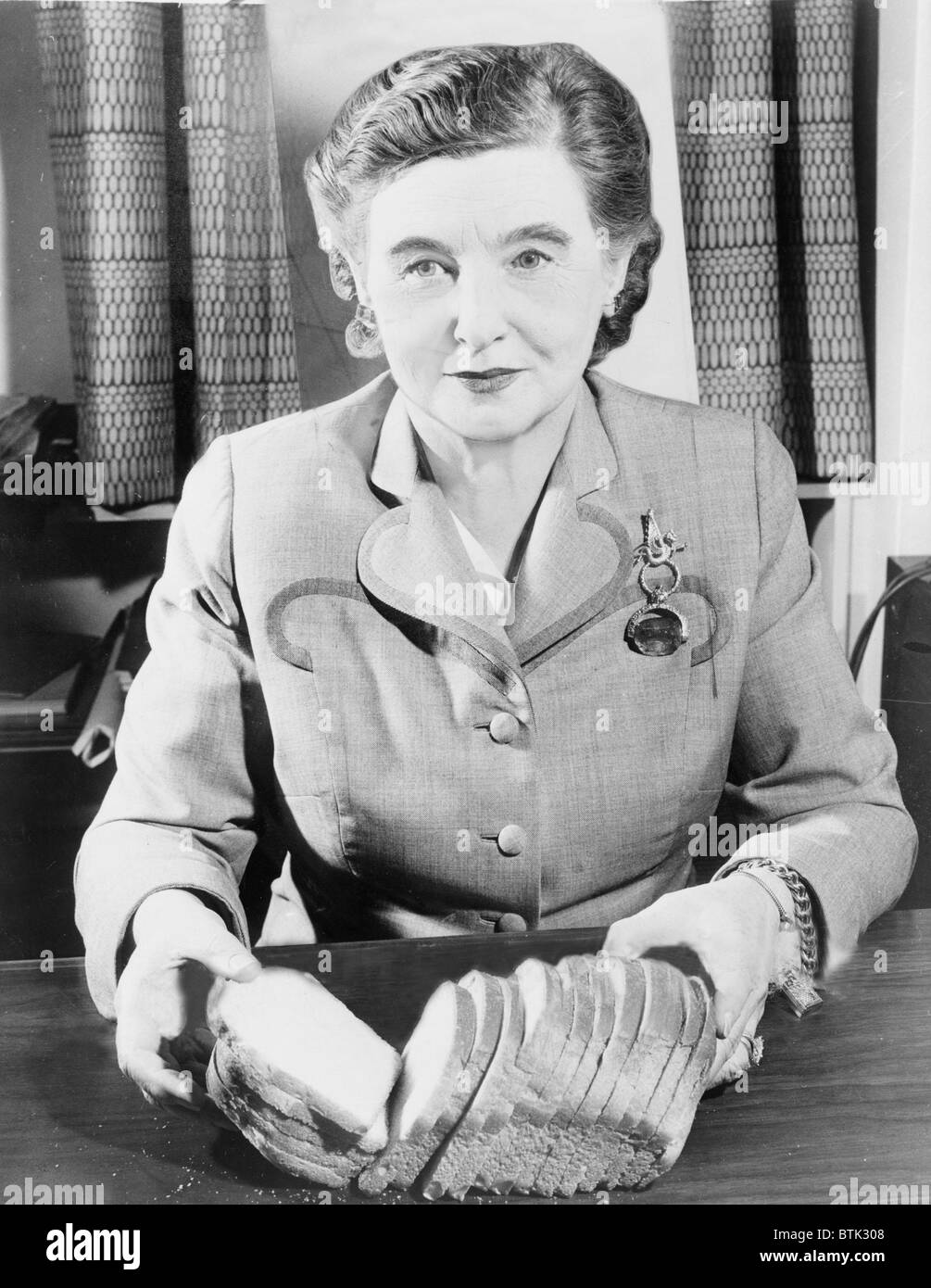 Margaret Rudkin (1897-1967) was the founder of the Pepperidge Farm brand. She named her bakery business after her home in Connecticut, and built the business over thirty years before selling it to the Campbell Soup company in 1961. Stock Photo