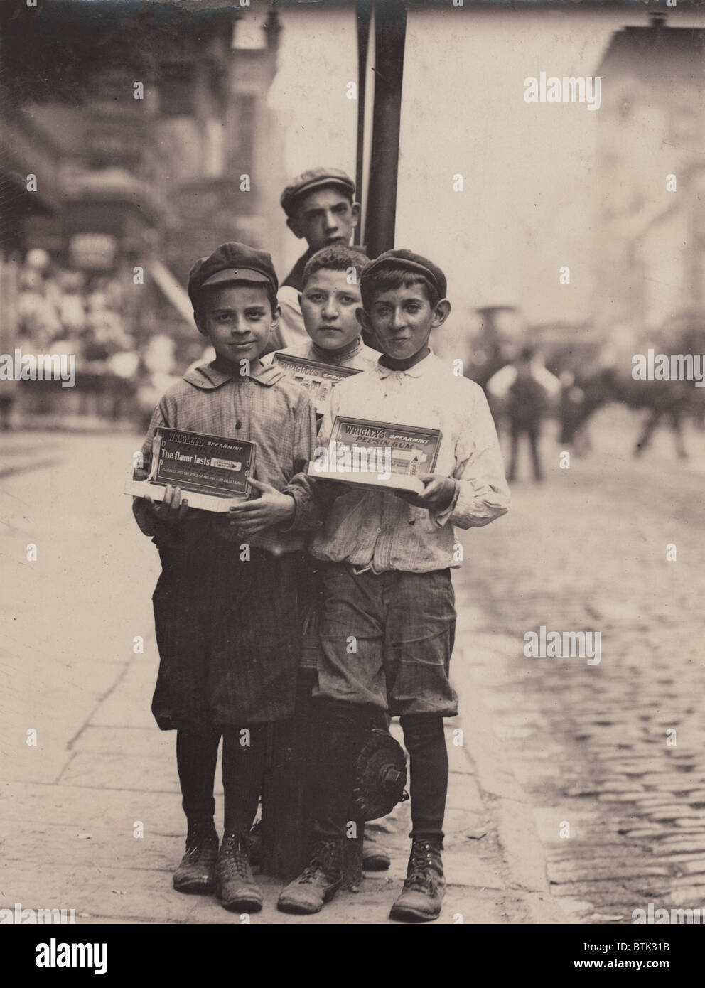 Child labor, vendors on the Bowery, New York City, photograph by Lewis