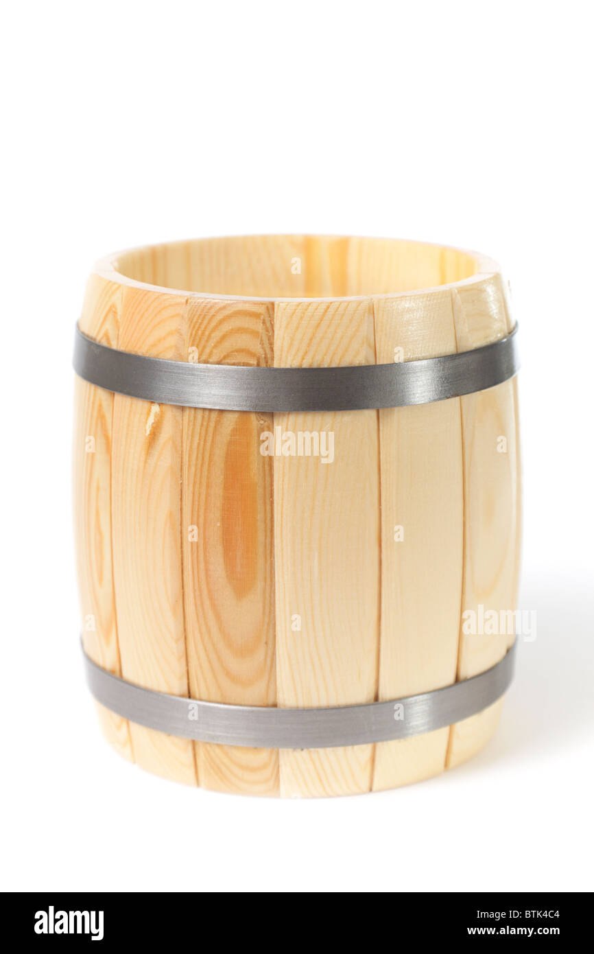 opened wooden barrel Stock Photo