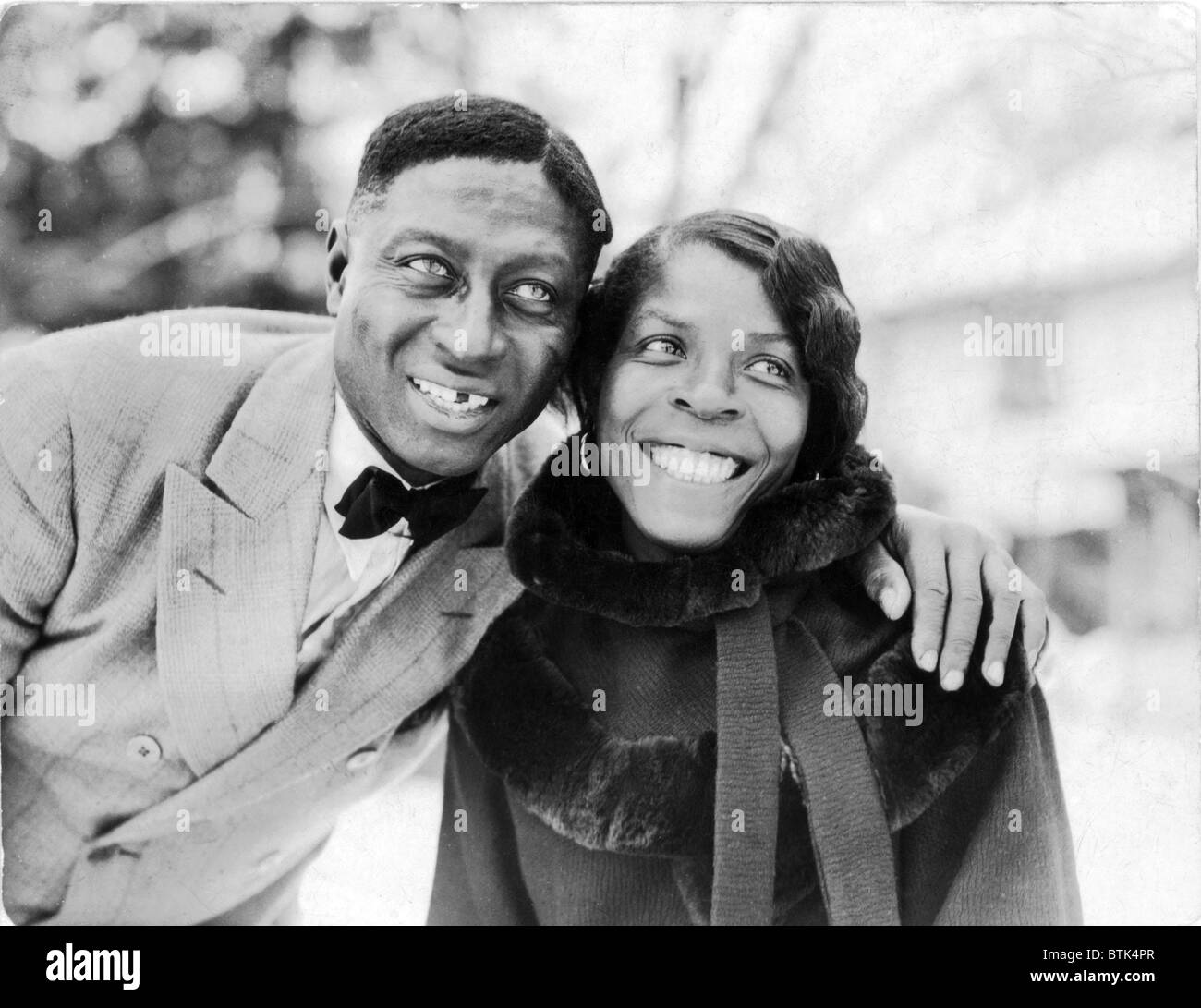 Huddie Ledbetter (1885-1949) a.k.a. Leadbelly, with his wife, Martha Promise Ledbetter. 1935. Stock Photo