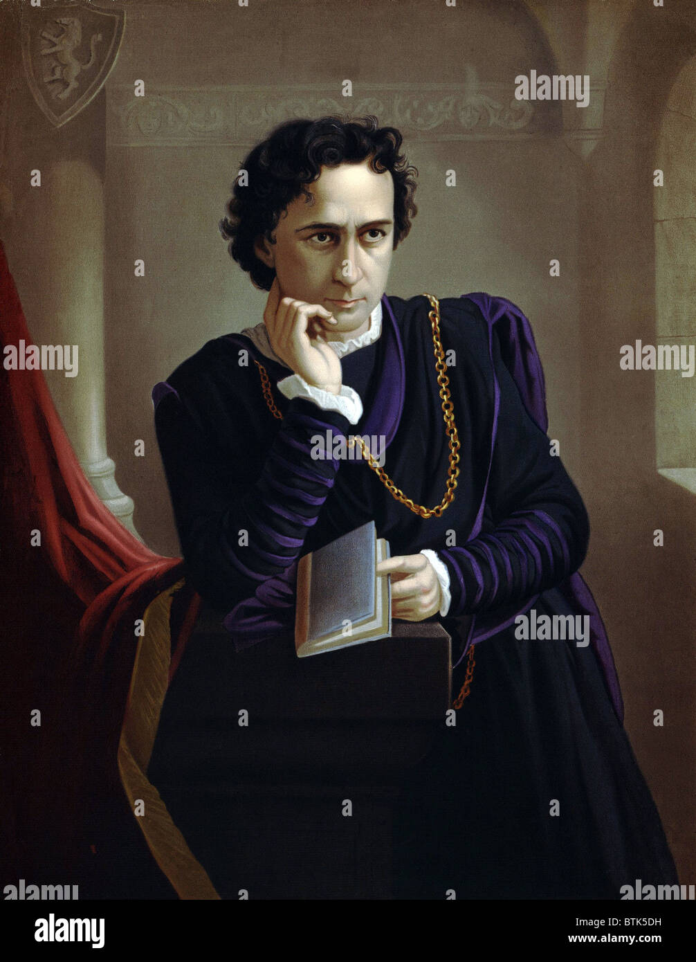 Edwin Booth (1833-1893), American actor. Hamlet was his signature role. 1873 poster. Stock Photo