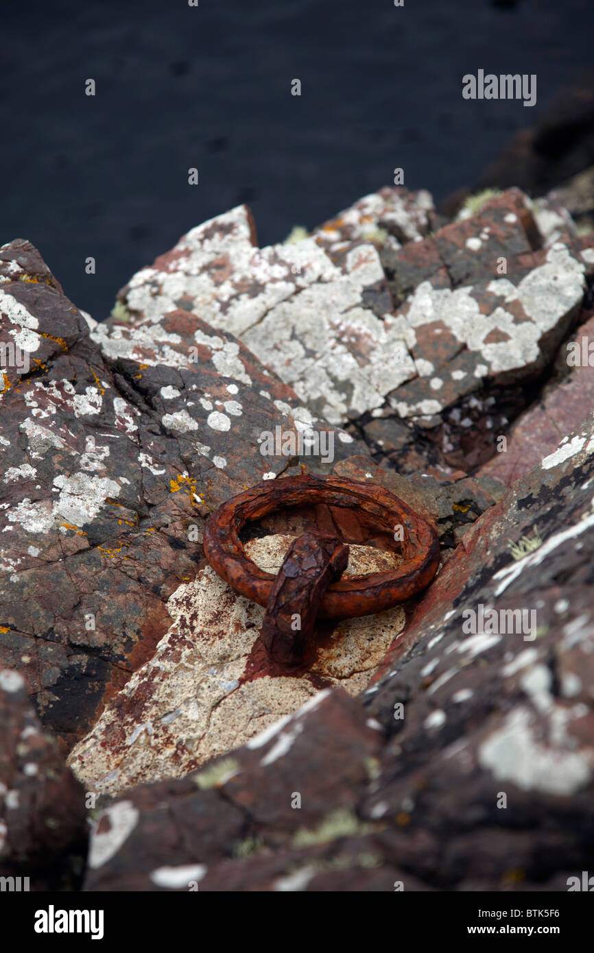 Rusting mooring ring at Port An Amaill. By Rua Reidh Lighthouse. Nr ...