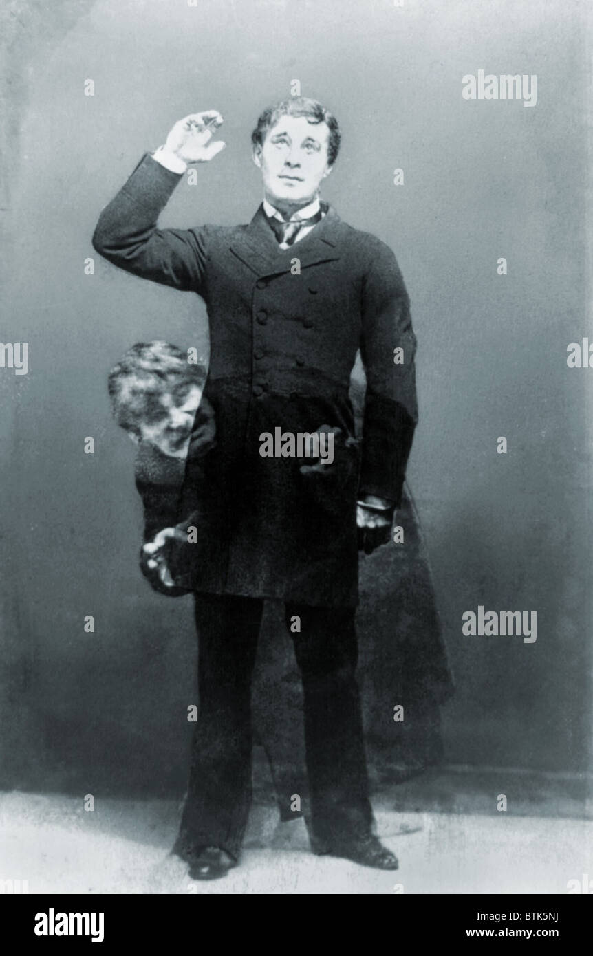 Richard Mansfield (1857-1907), American actor, as Dr. Jekyll superimposed over himself as Mr. Hyde. Trick photography by Pach Brothers. 1892, Stock Photo