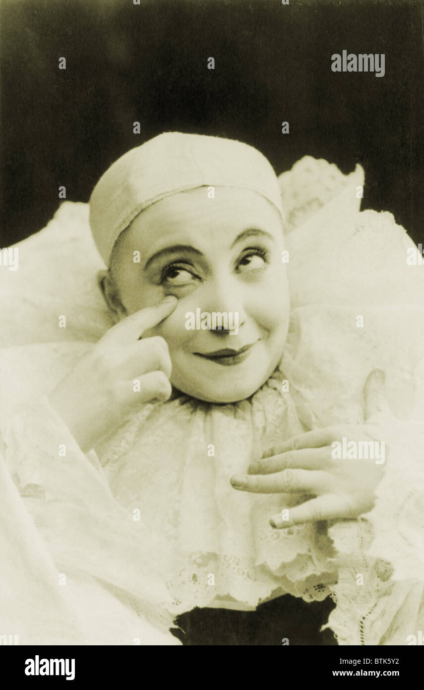 Pilar Morin, French actress, as a clown and mime.  1895. Stock Photo
