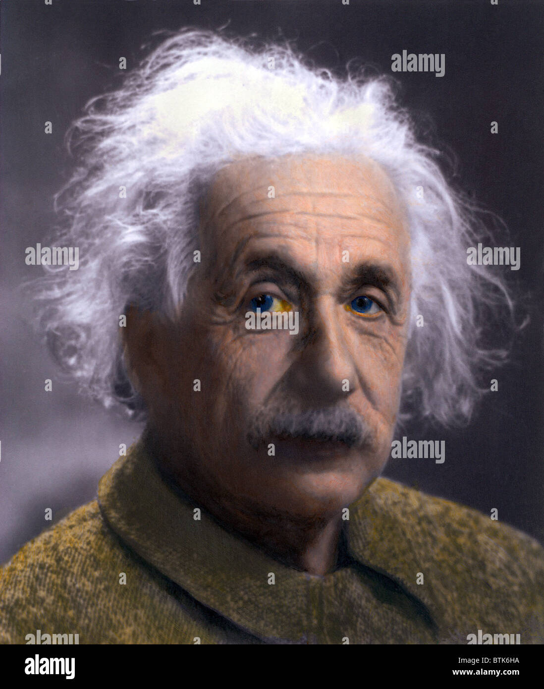 Albert Einstein (1879-1955) portrait taken at Princeton University in 1947. Einstein ended his career at the Institute for Advanced Studies attempting to develop a unified field theory. Stock Photo