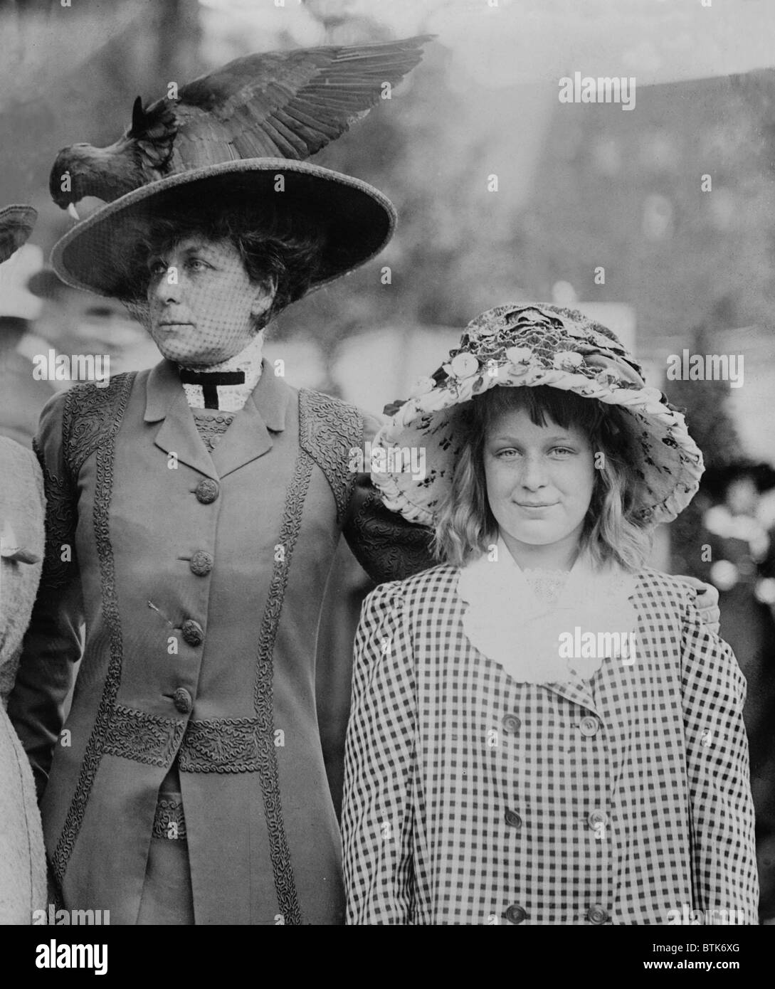 Daisy Harriman (1870-1967) with her daughter, Ethel M.B. Harriman. At this time of her life, Harriman was expanding her political activism and would support Democrat Woodrow Wilson for the Presidency. Stock Photo