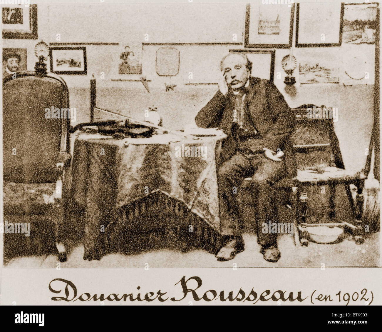 Henri Rousseau (1844-1910), also known as le Douanier, (The Customs Officer) because he made his living in the French bureaucracy. He found time to create naive paintings admired by the Paris avant-garde, including Matisse. 1902. Stock Photo