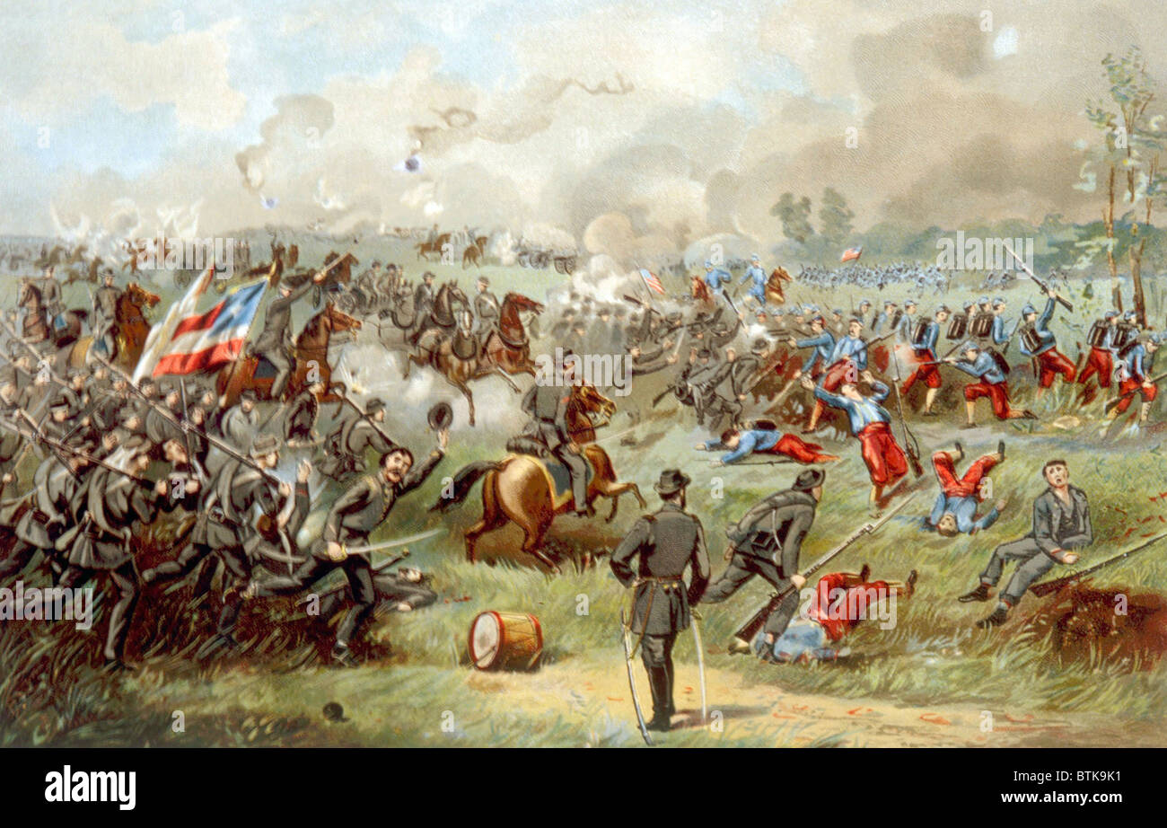 The Battle of Bull Run, Confederate General Stonewall Jackson at center, July 21, 1861 Stock Photo