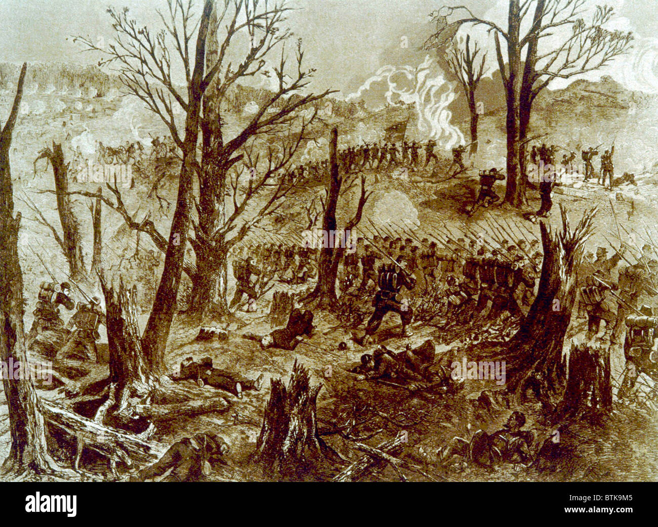 The Battle of Chattanooga, the capture of Missionary Ridge by Union forces under General Thomas, November 25, 1863, from The New York Times Stock Photo
