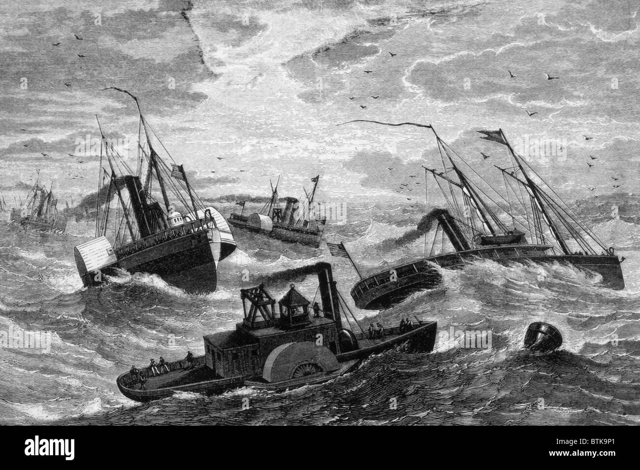 General Ambrose Burnside's expedition crossing Cape Hatteras bar in a heavy sea, 1862 Stock Photo
