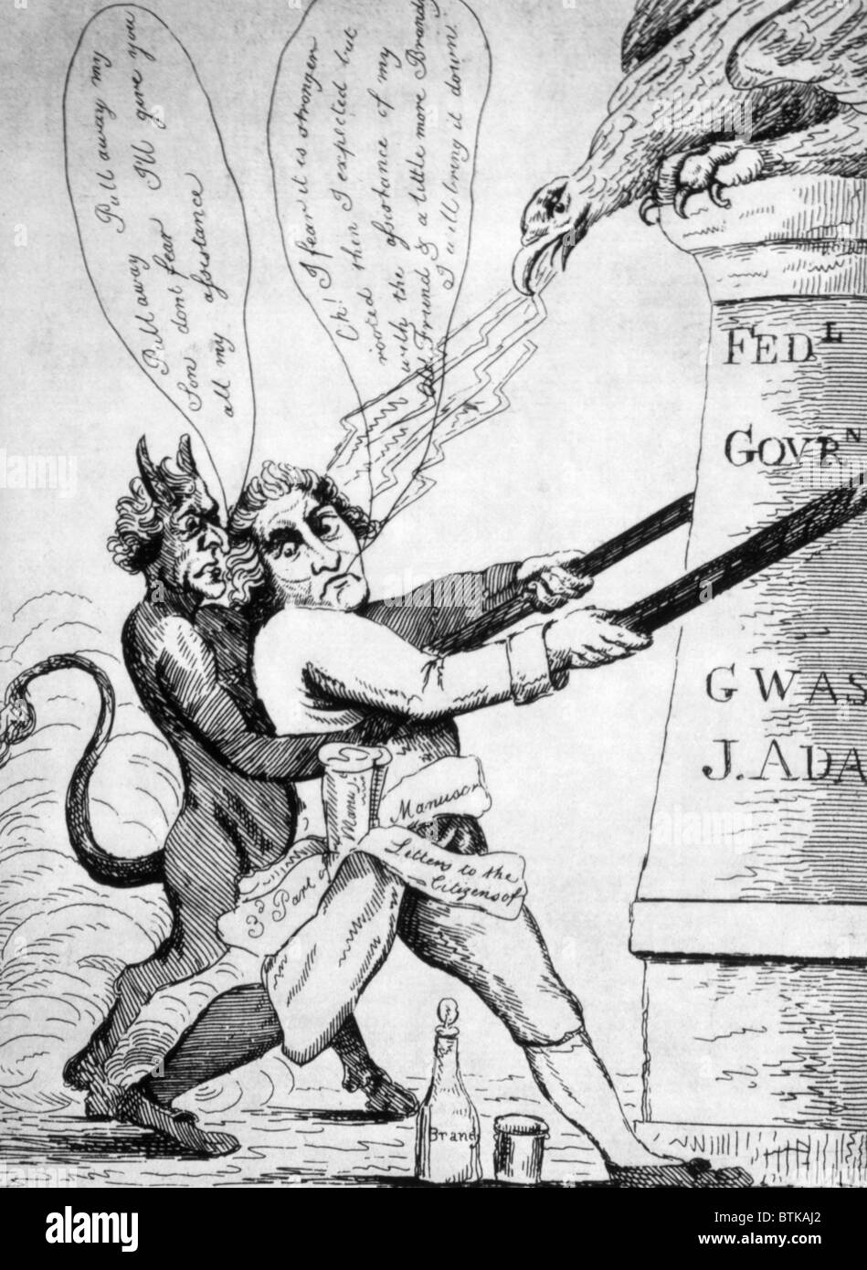 Federalist Party political cartoon attacking Thomas Jefferson, ca. 1801 Stock Photo