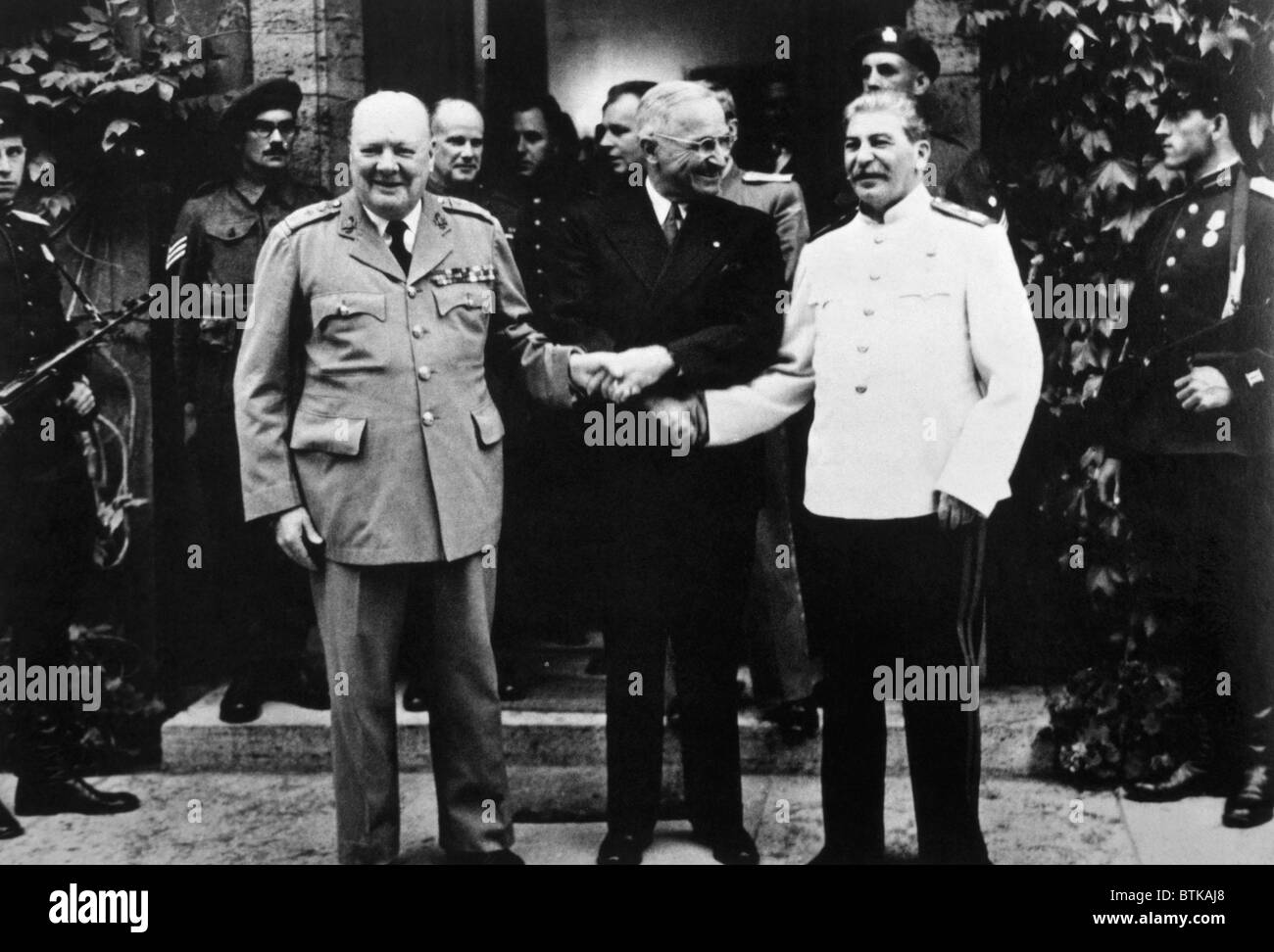 The Potsdam Conference, Winston Churchill, Harry S. Truman and Joseph Stalin, 1945. Stock Photo