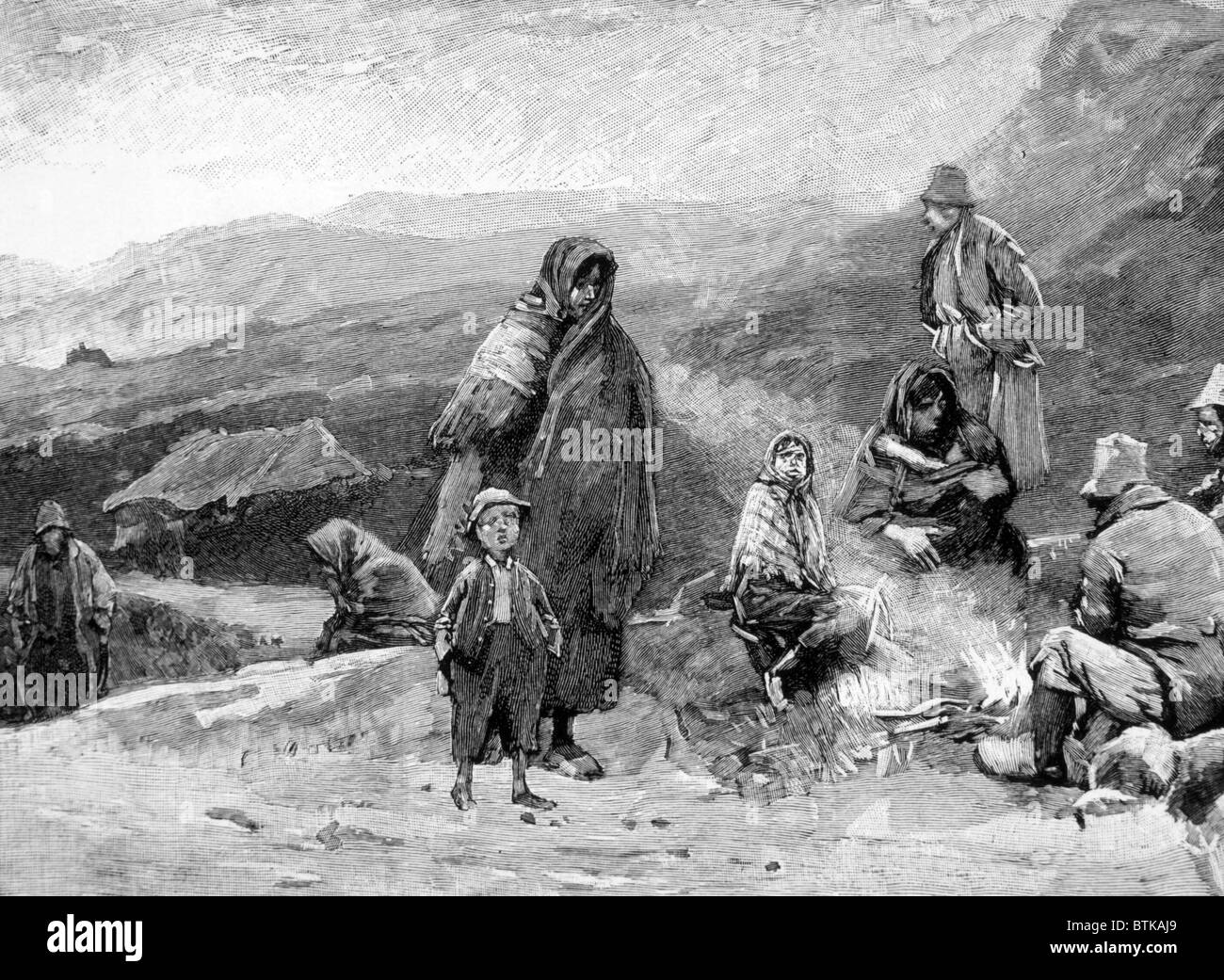 Irish peasants starving during the Potato Famine (1845-1849), 1846. Stock Photo