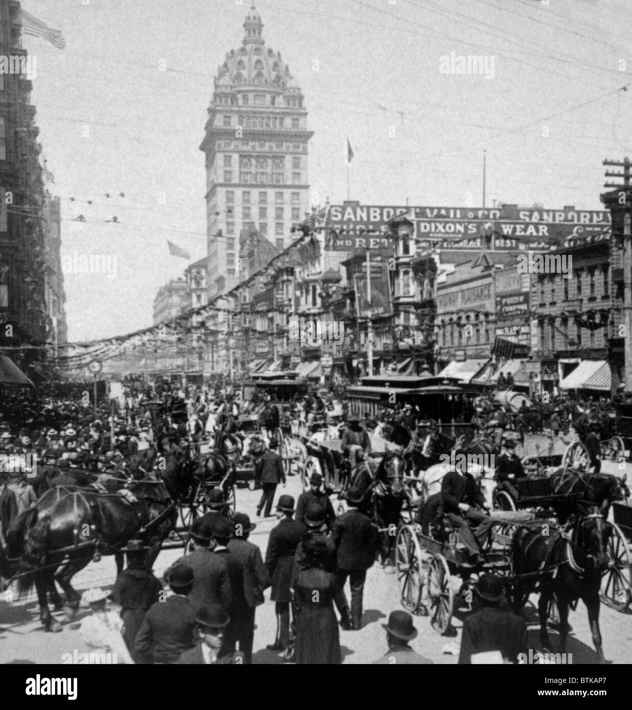 San Francisco, California, Market Street, stereo photograph, 1901 Stock Photo