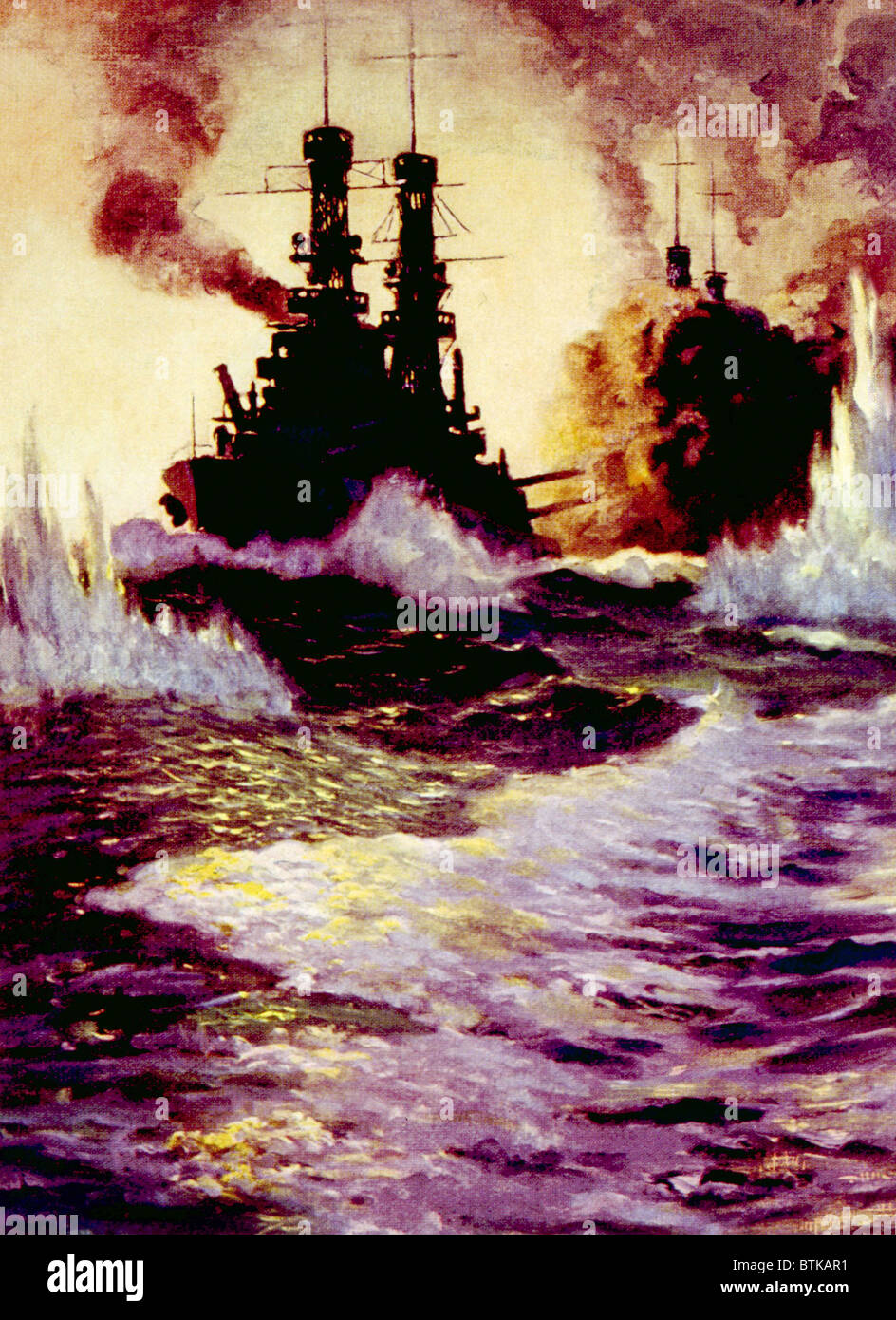 The Spanish American War, U.S. battleships in action, 1898 Stock Photo