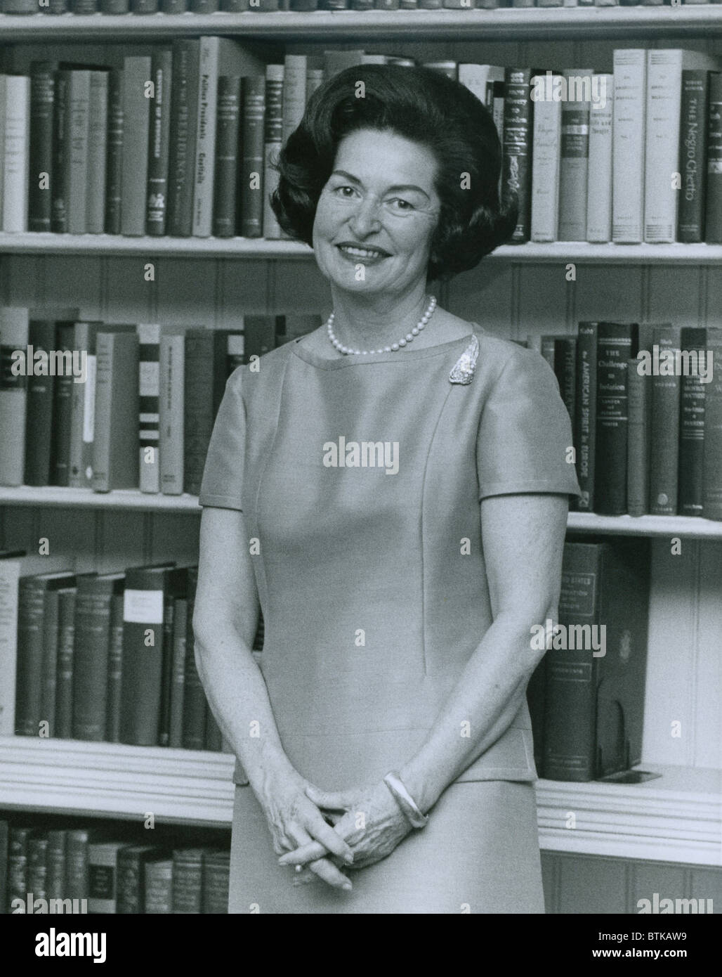 First Lady, Lady Bird Johnson, in 1964 White House portrait. Stock Photo