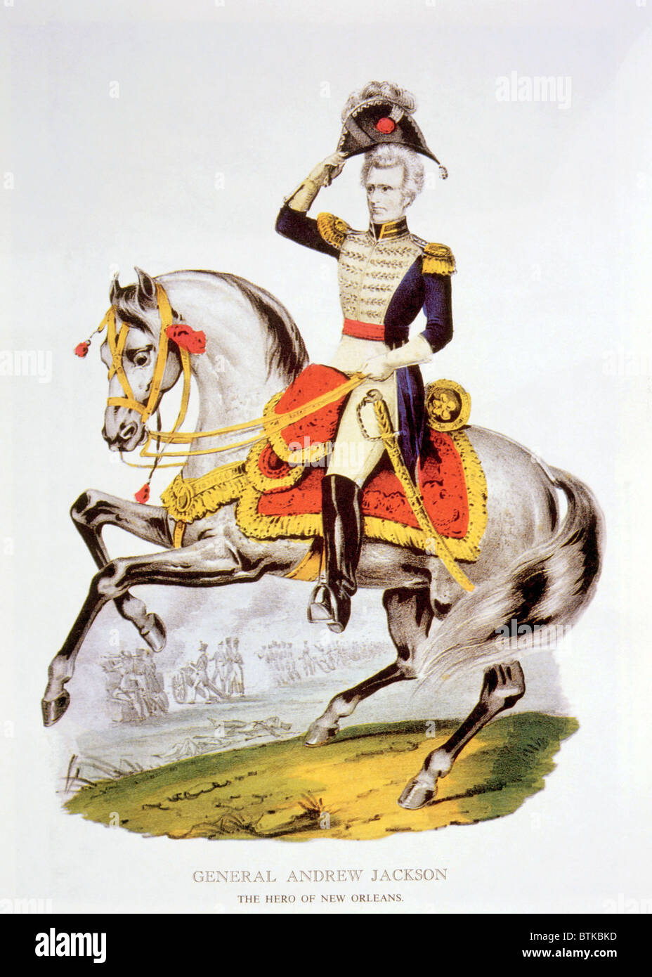 General Andrew Jackson at the Battle of New Orleans in 1815, lithograph