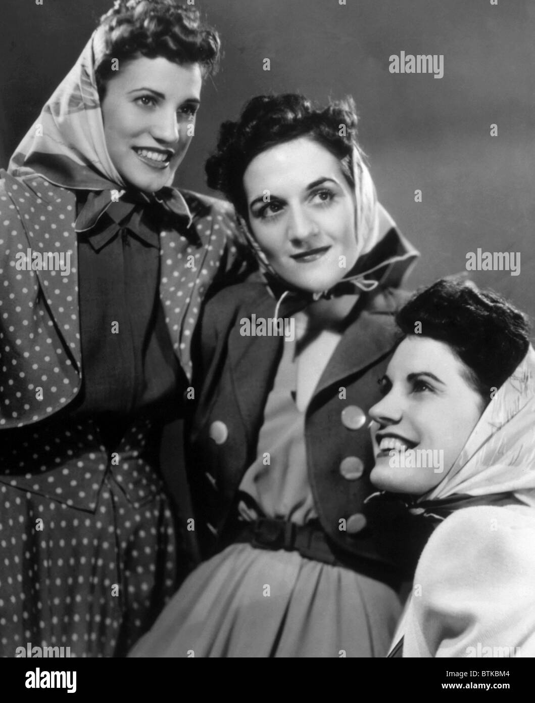 The Andrews Sisters, Patty Andrews, LaVerne Andrews, Maxene Andrews, ca. 1940s Stock Photo