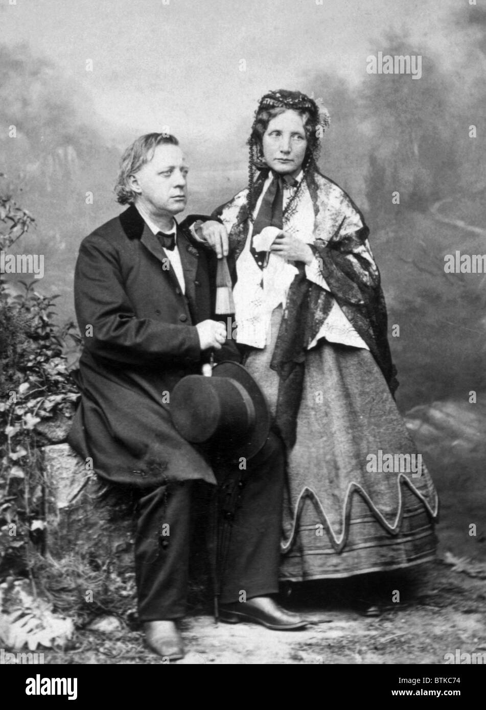 Henry Ward Beecher (1813-1887), Harriet Beecher Stowe (1811-1896), photograph ca. 1885 Stock Photo