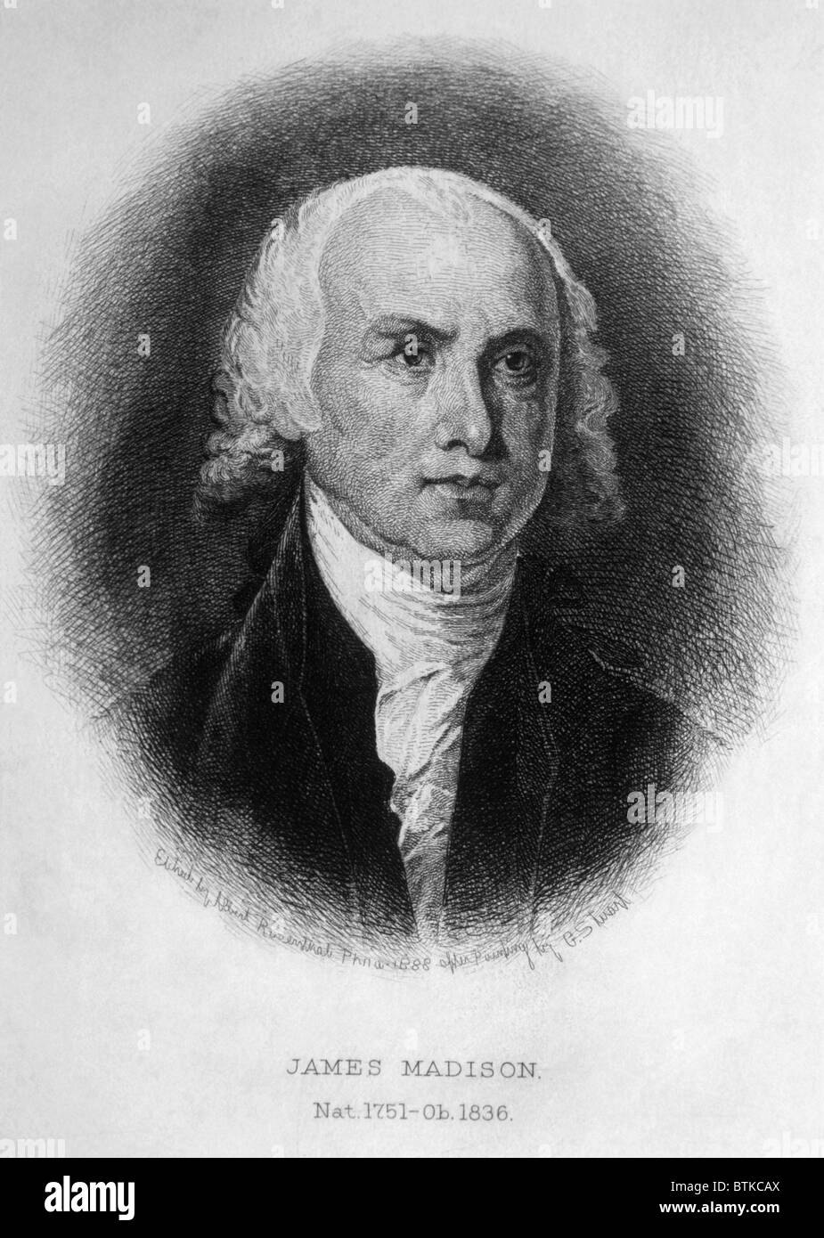 James Madison (1751-1836), U.S. President (1809-1817), engraving 1889 Stock Photo