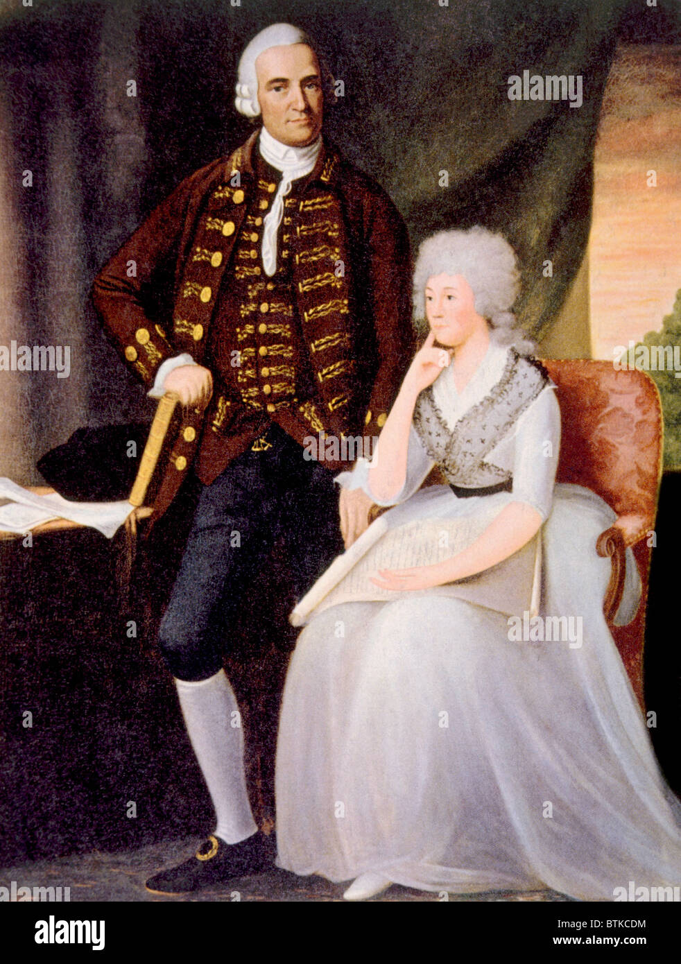 John Hancock with his wife Dorothy Hancock, painting by Edward Savage, ca. 1788 Stock Photo