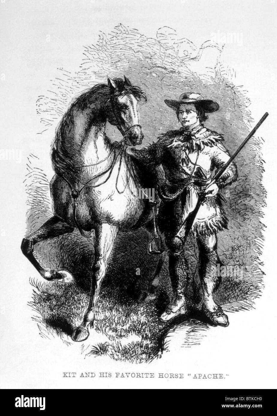 Kit Carson (1809-1868) with his horse Apache Stock Photo