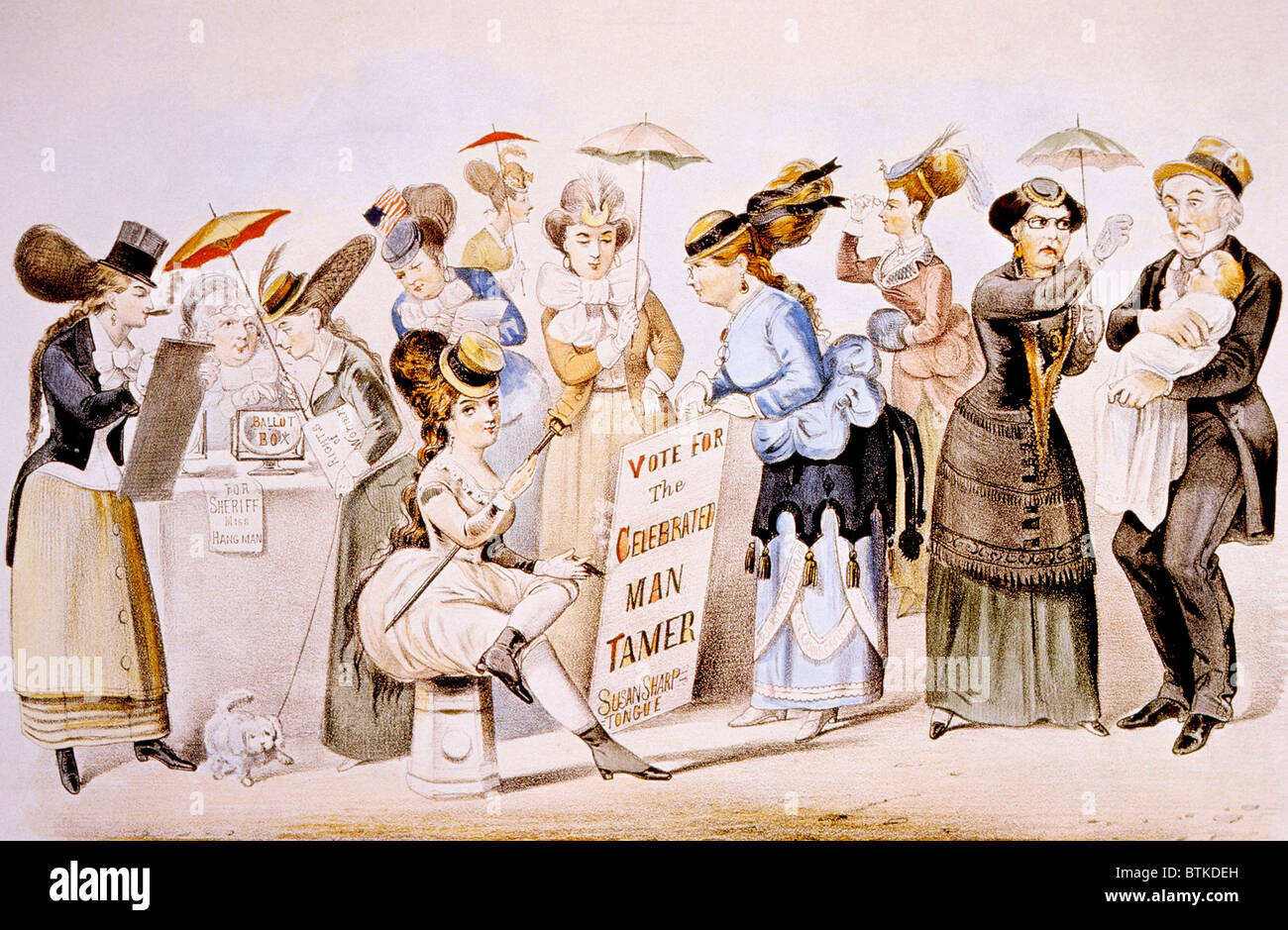 The Age of Brass or The Triumph of Woman's Rights, Currier & Ives, 1869 Stock Photo