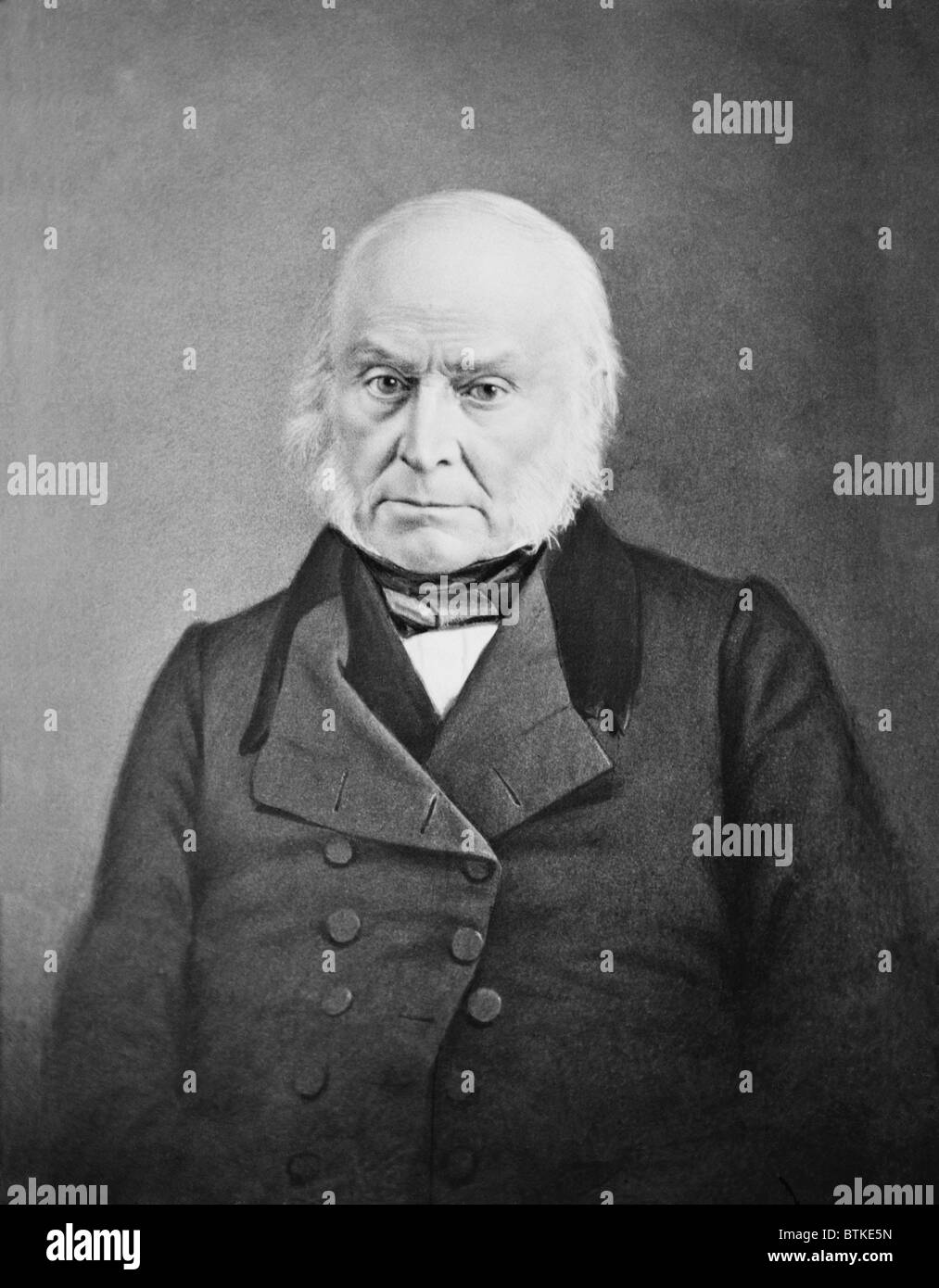 John Quincy Adams (1767-1848), was U.S. President from 1825-1829. After his presidency he was elected to the House of Representatives, where he served until his death in 1848. Daguerreotype by Mathew Brady, ca. 1847. Stock Photo