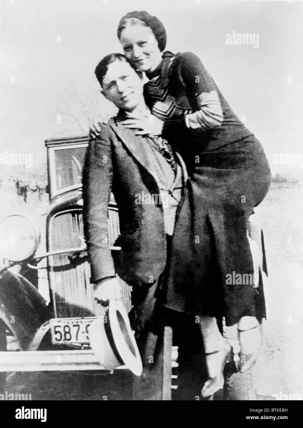 Bonnie and Clyde during their 21 month crime spree of robbery and police murders, in Texas, Oklahoma, New Mexico, and Missouri. Stock Photo