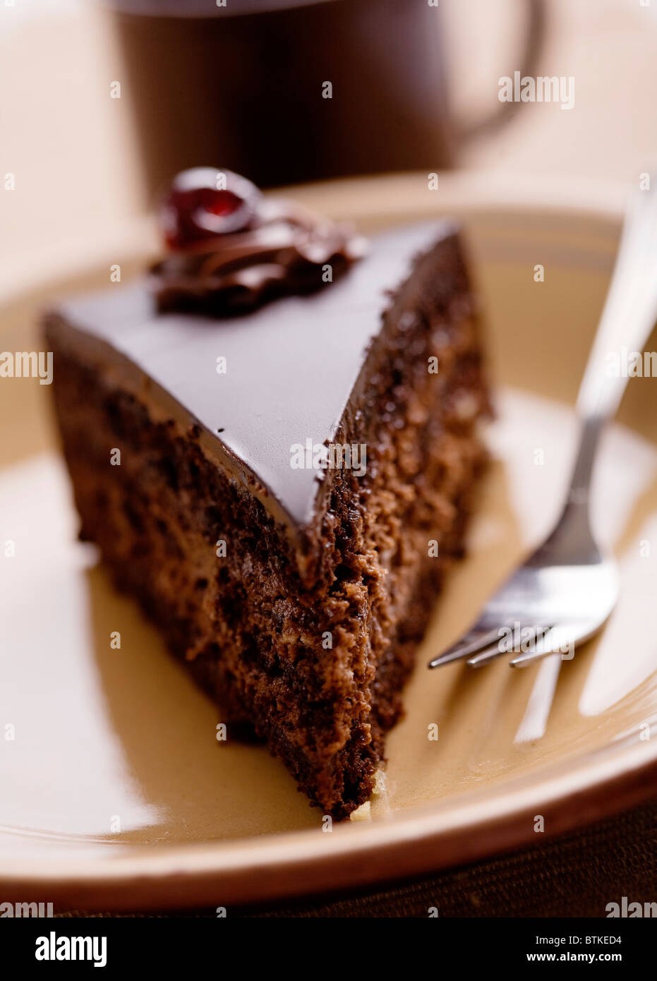 piece of chocolate cake, shallow dof Stock Photo