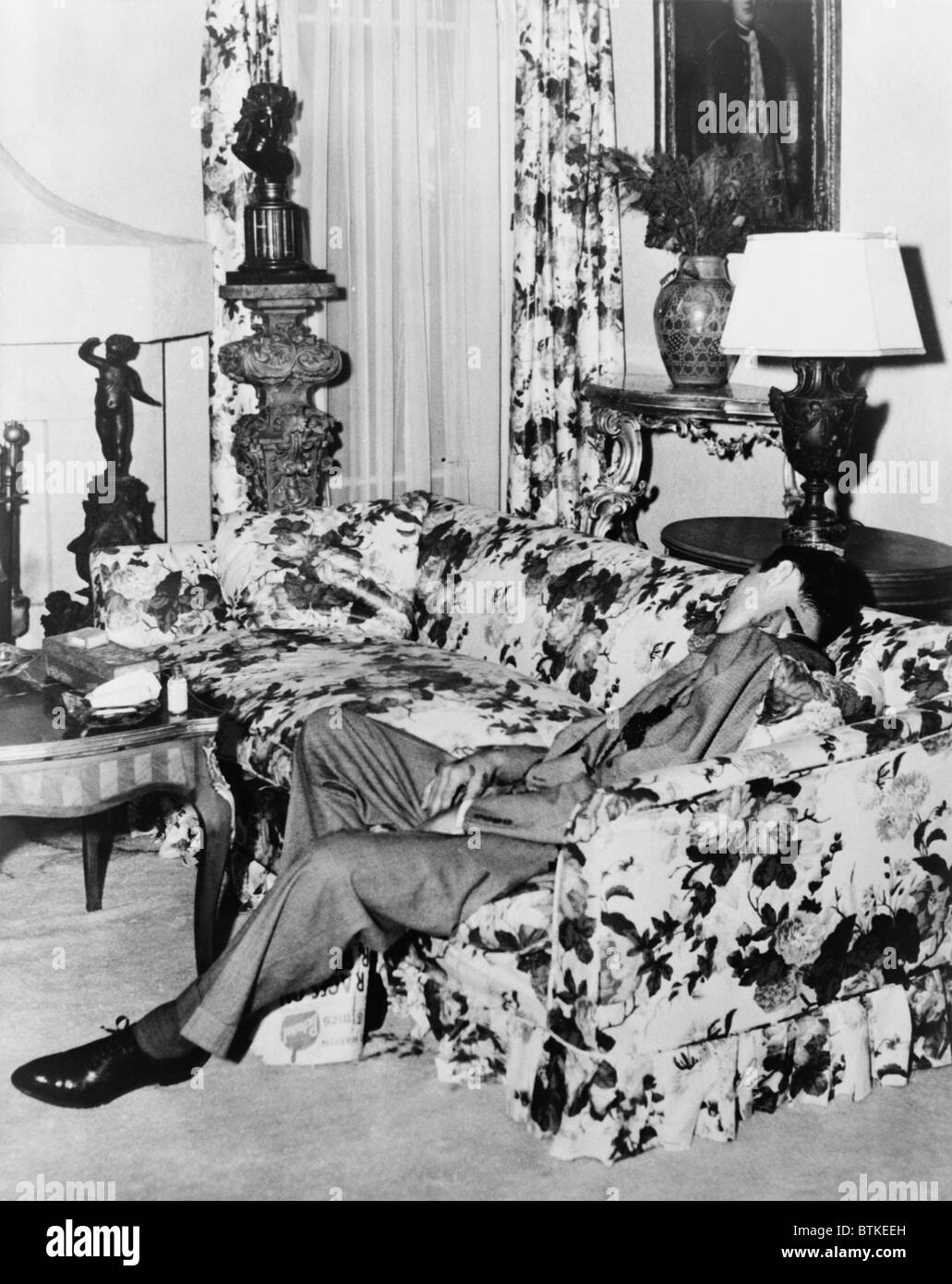 Benny 'Bugsy' Siegel (1906-1947), shot dead on the sofa of Beverly Hills home on June 20, 1947.  His partner in the development Stock Photo