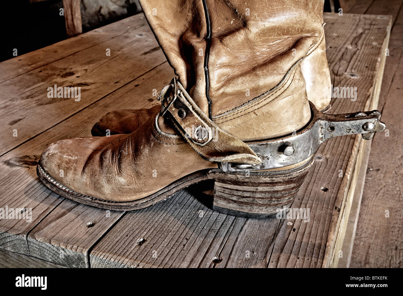 Cowboy boots - Bar U Ranch National Historic Site - Alberta, Canada Stock Photo
