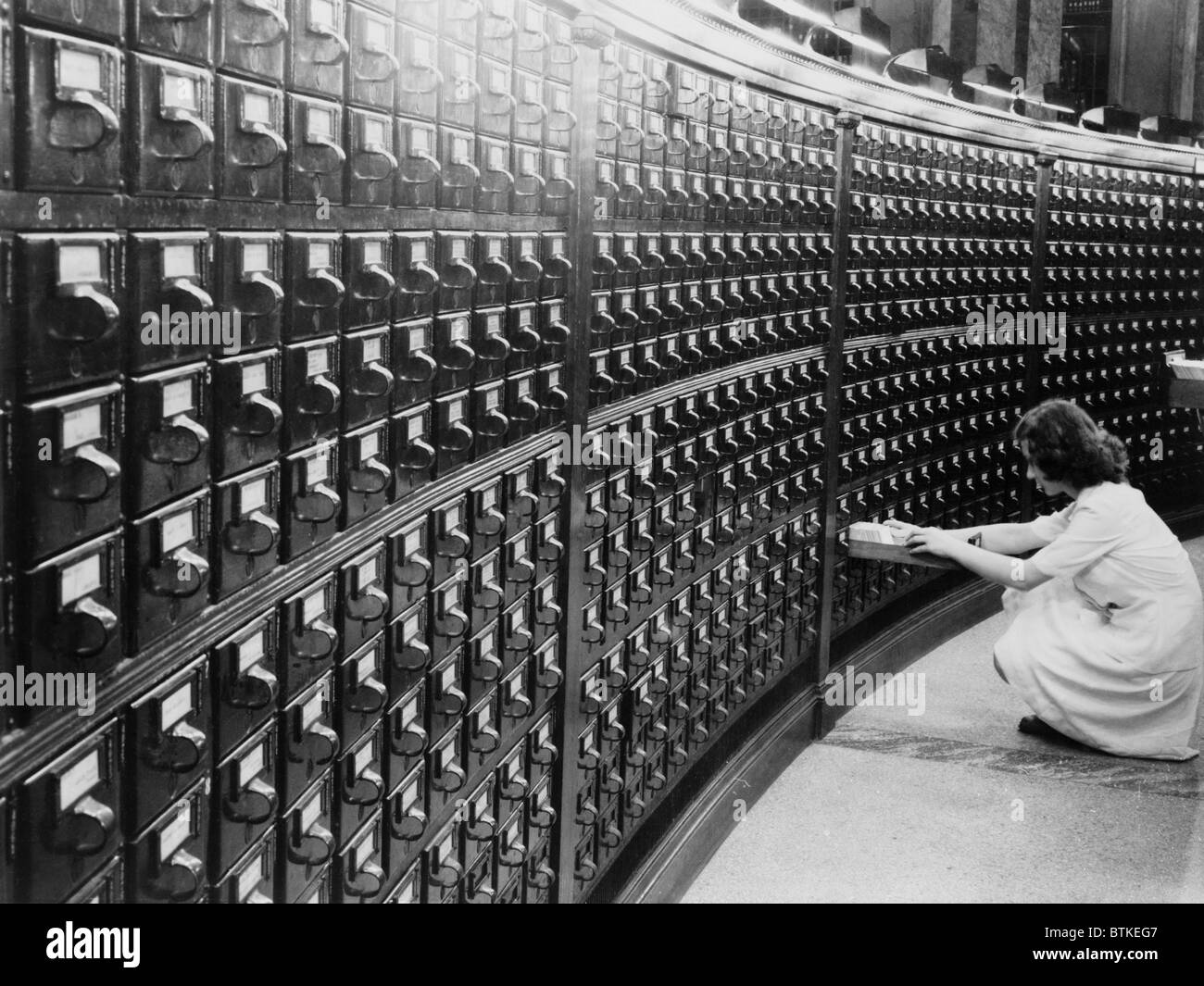 Woman Using The Card Catalog At The Main Reading Room Of The